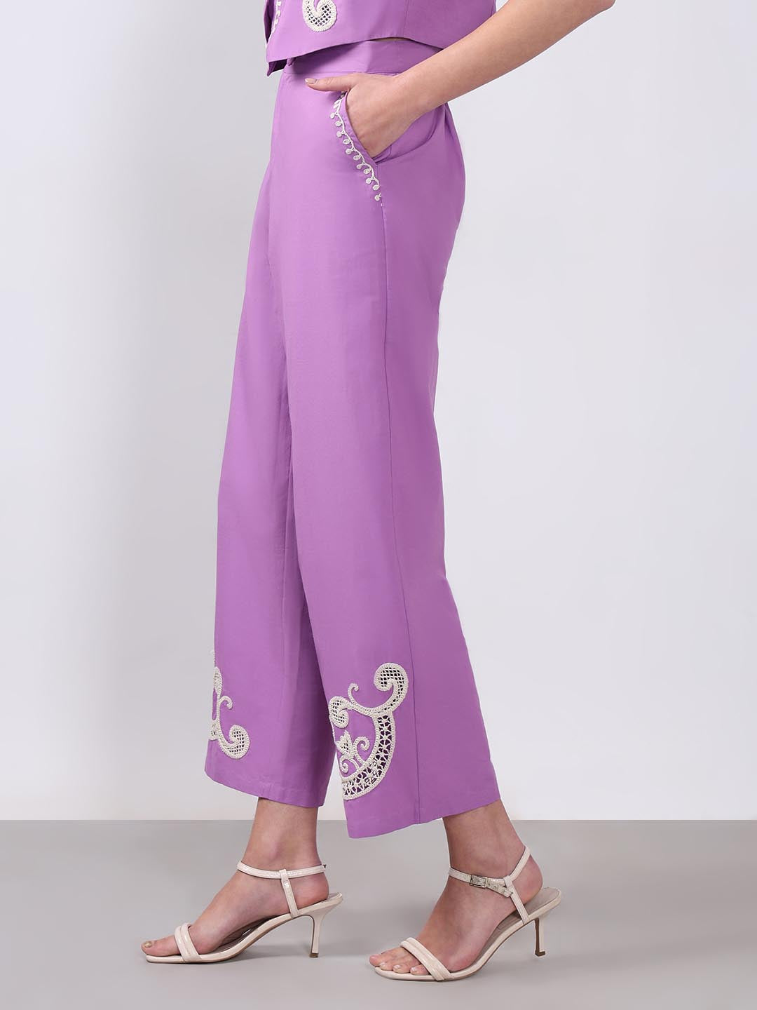 Vero Moda Lavender Embroidered Pants