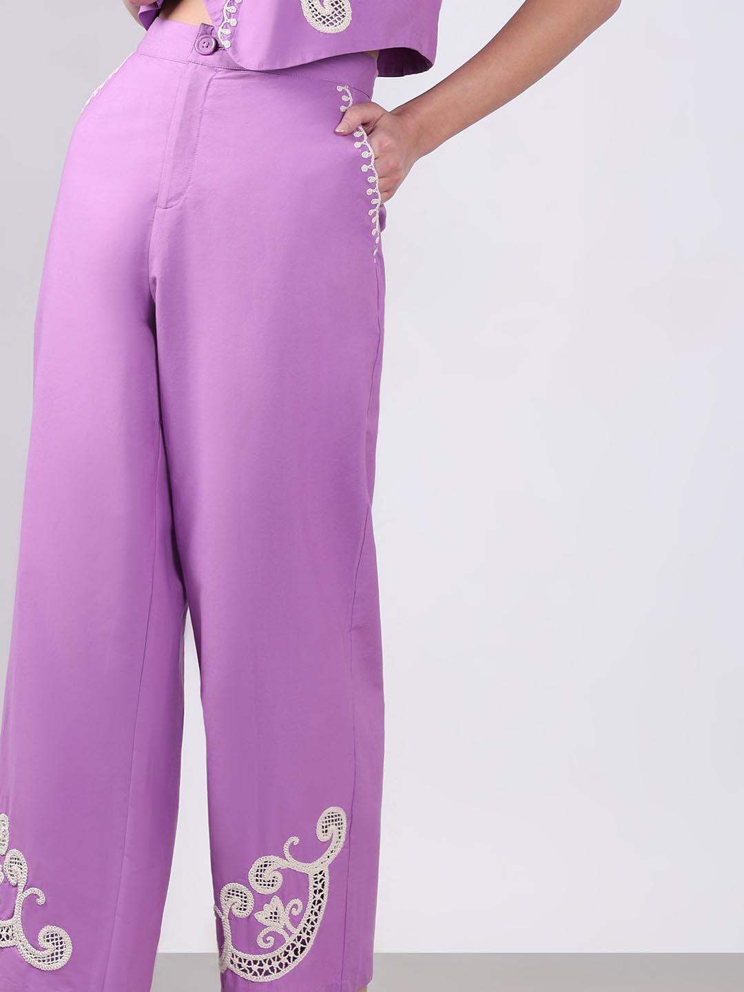 Vero Moda Lavender Embroidered Pants