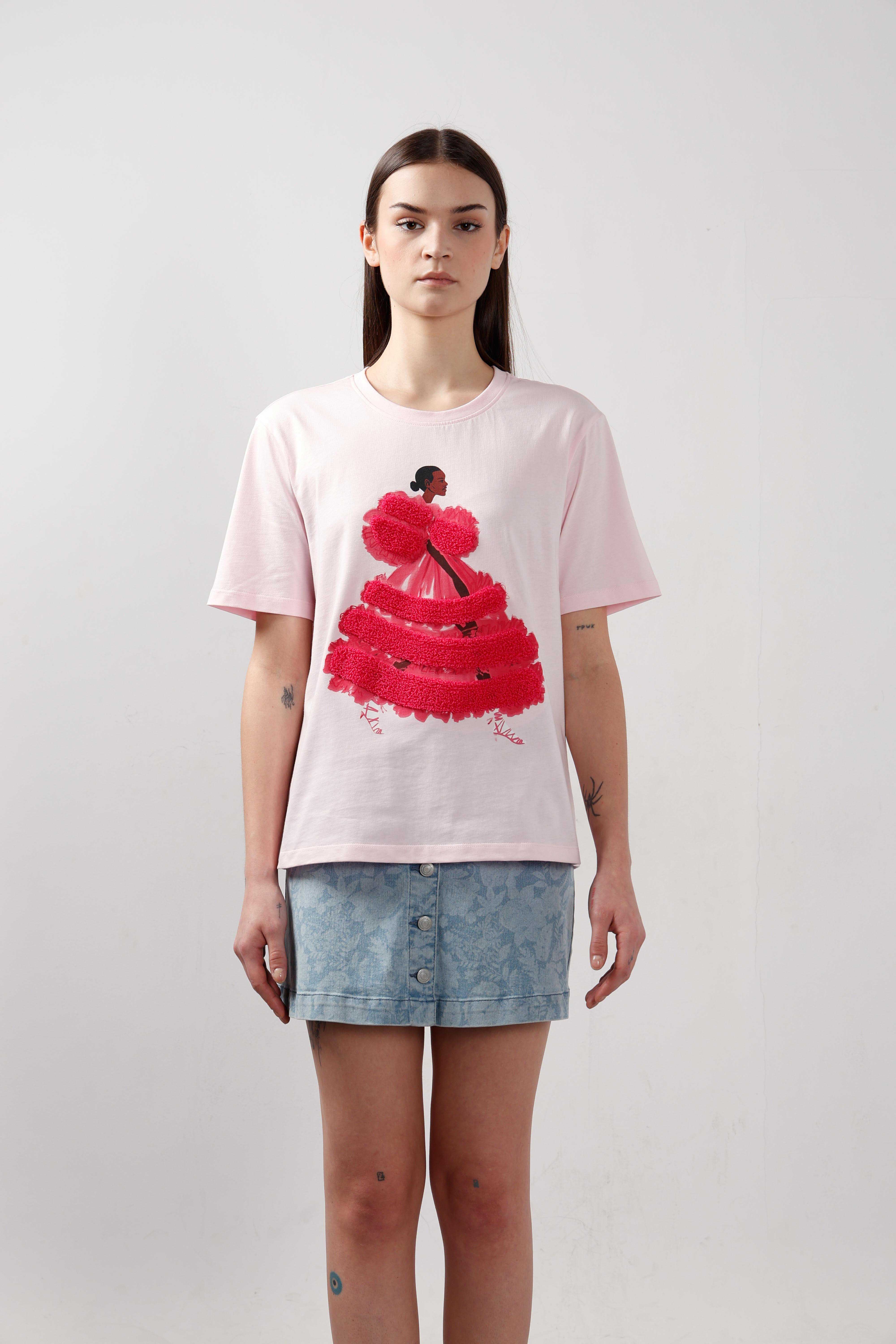 Vero Moda Light Pink 3D Print T-Shirt