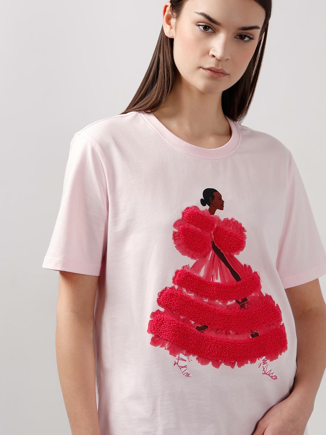 Vero Moda Light Pink 3D Print T-Shirt