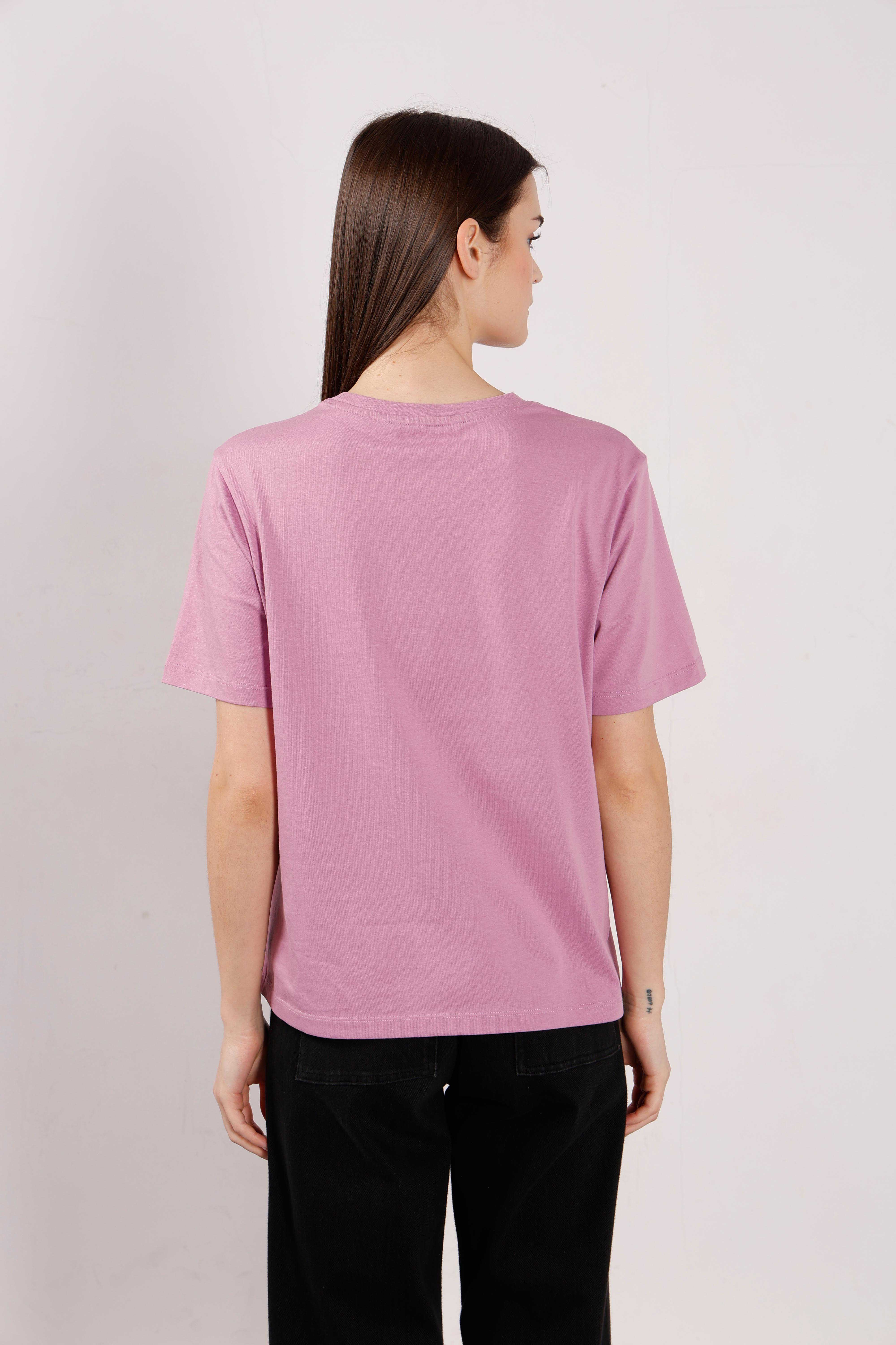 Vero Moda Light Lilac Printed Cotton T-Shirt
