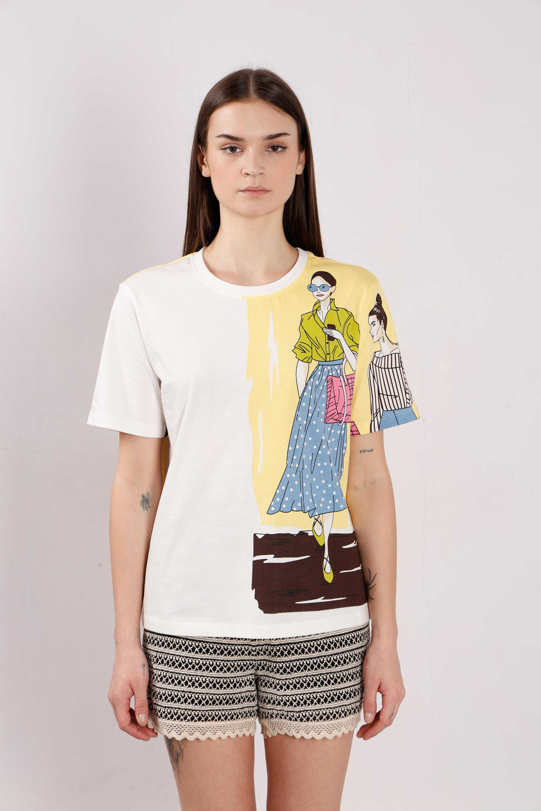 Vero Moda White Printed Cotton T-Shirt