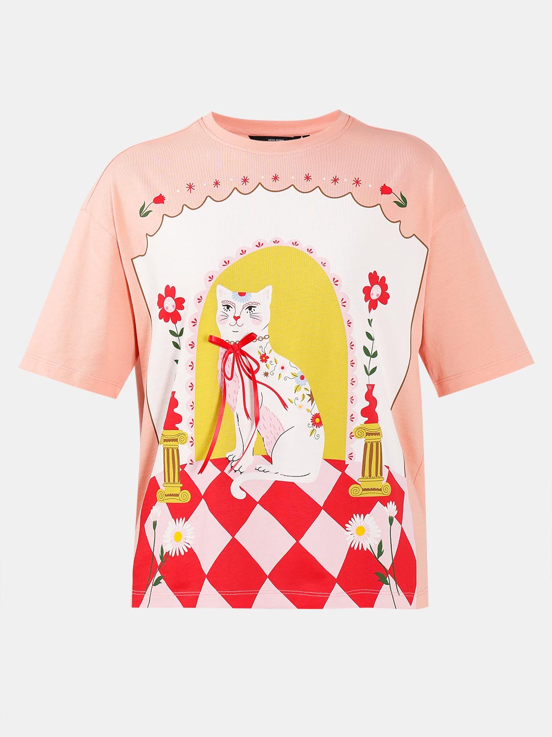 Vero Moda Peach Printed T-Shirt