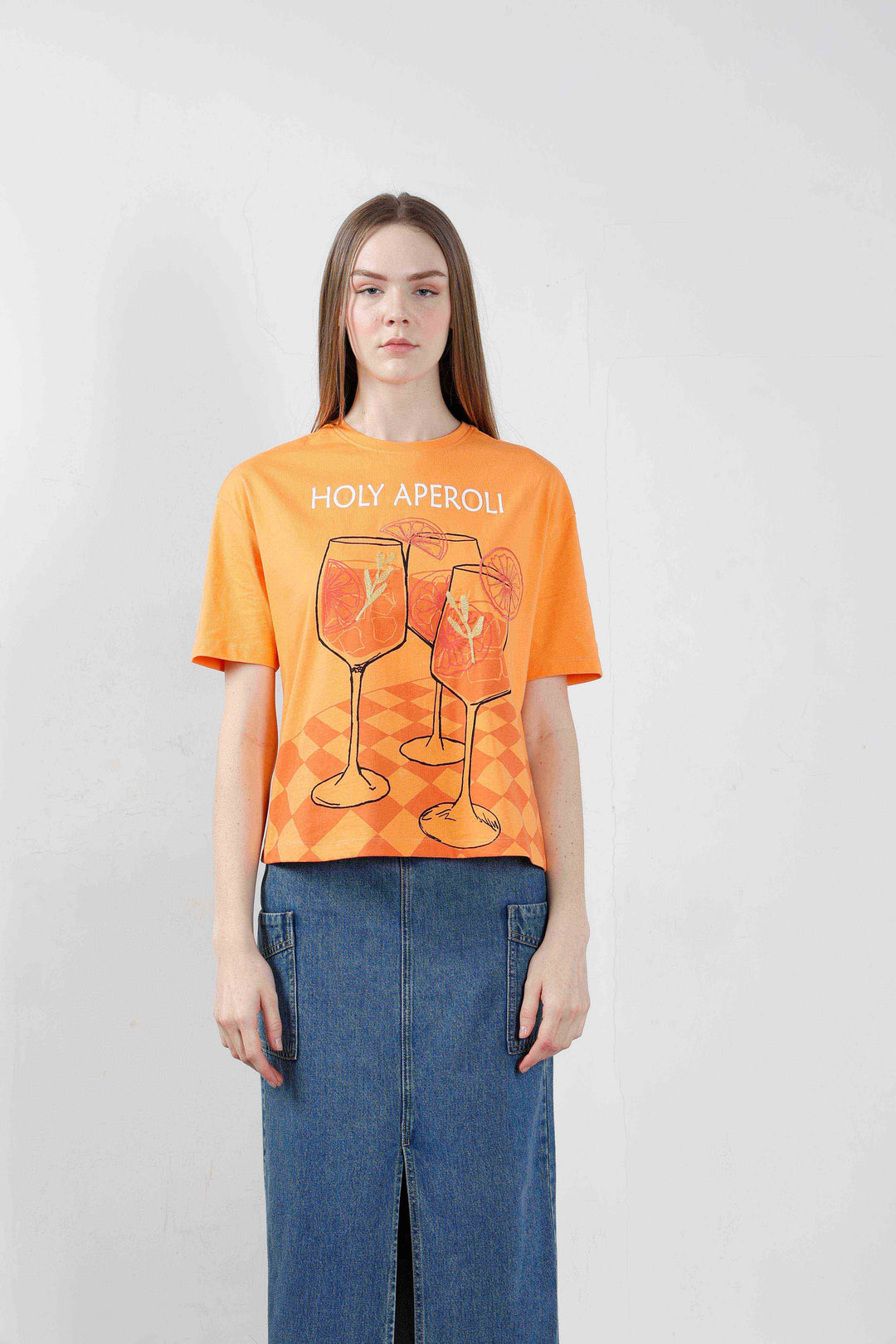 Vero Moda Orange Printed T-Shirt