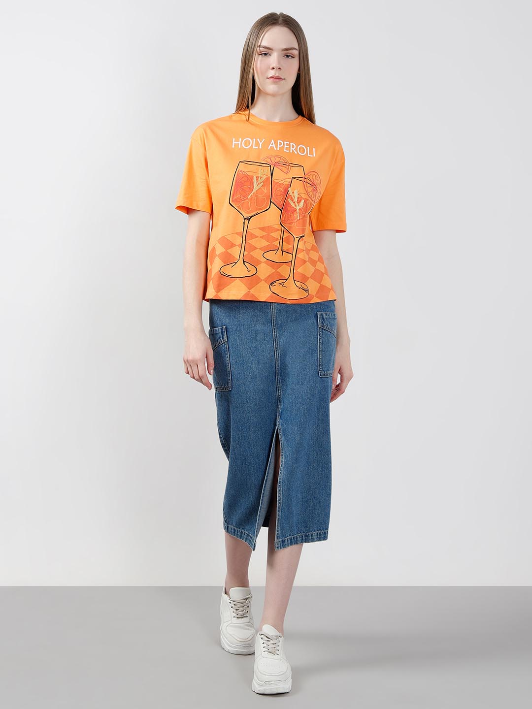 Vero Moda Orange Printed T-Shirt