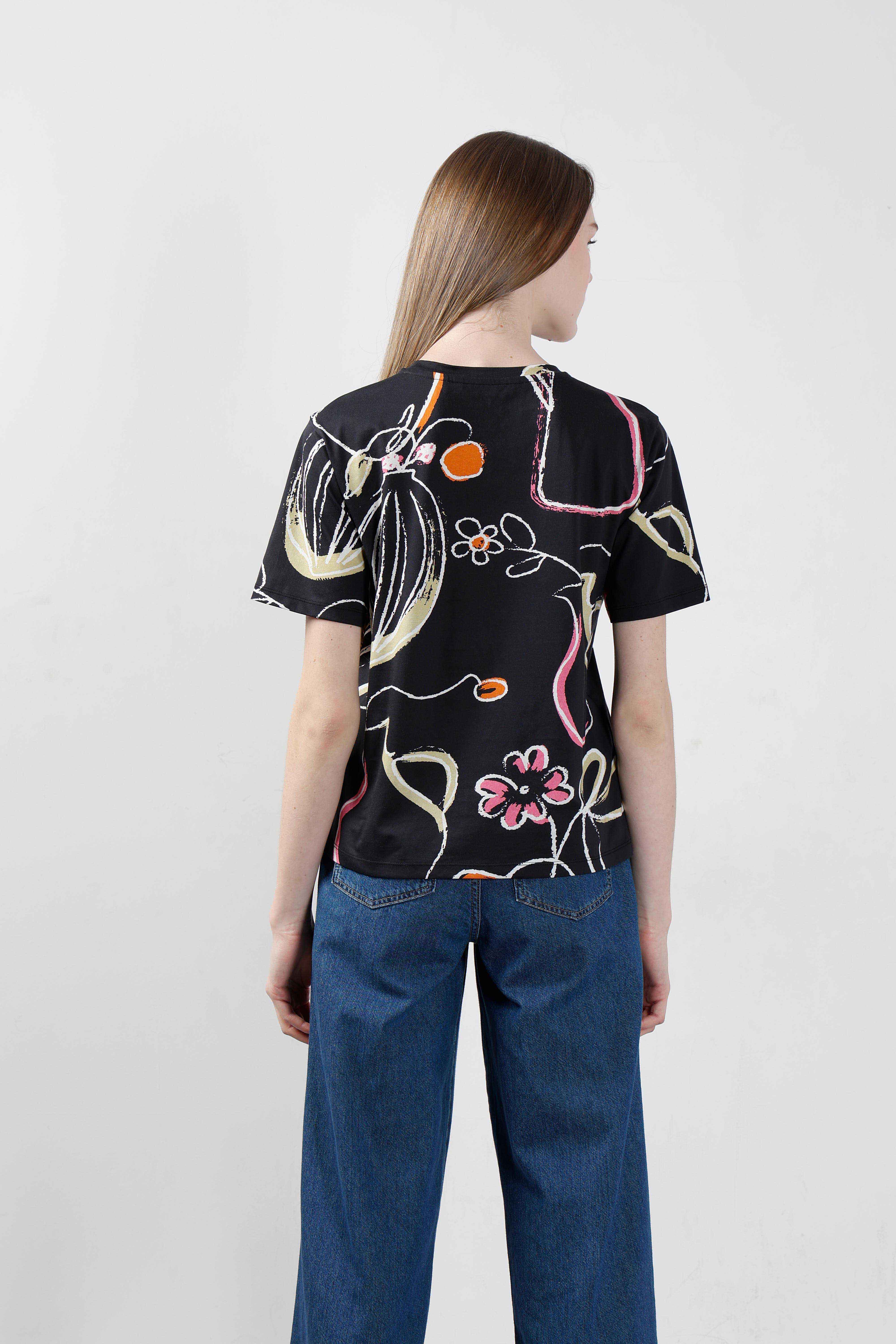 Vero Moda Black Printed Cotton T-Shirt