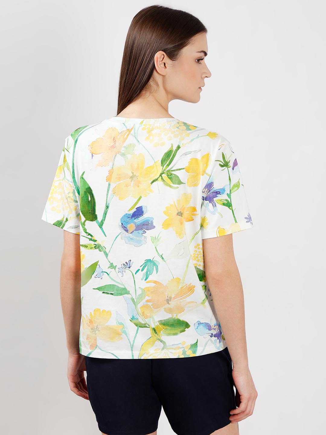 Vero Moda off-White Printed Cotton T-Shirt