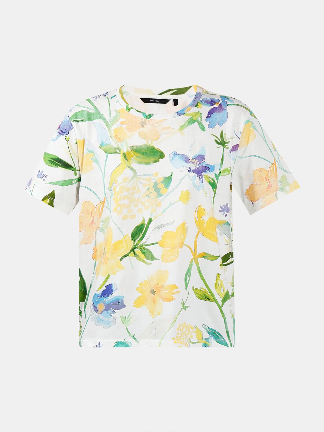 Vero Moda off-White Printed Cotton T-Shirt