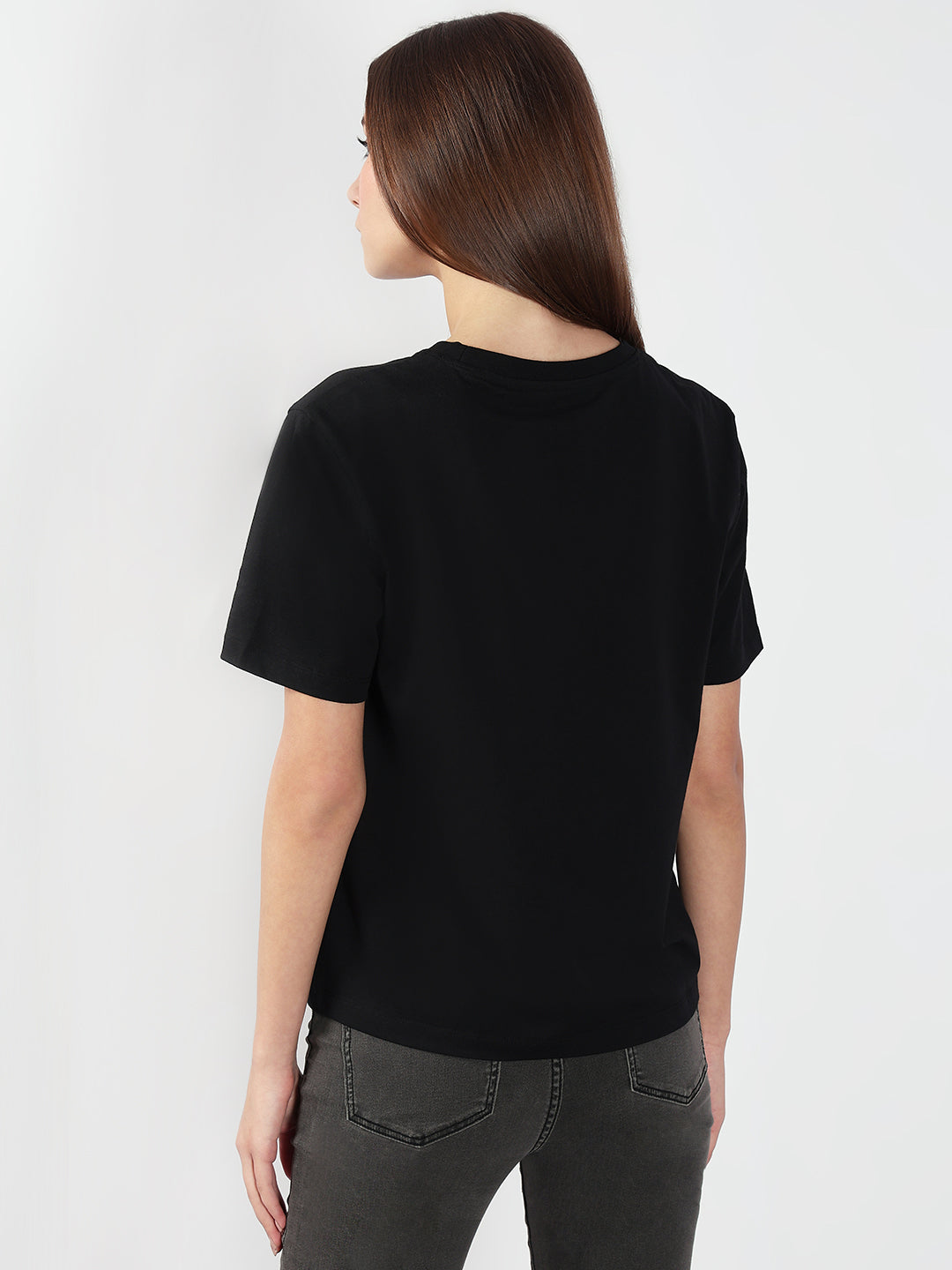 VERO MODA Black Printed Cotton T-shirt