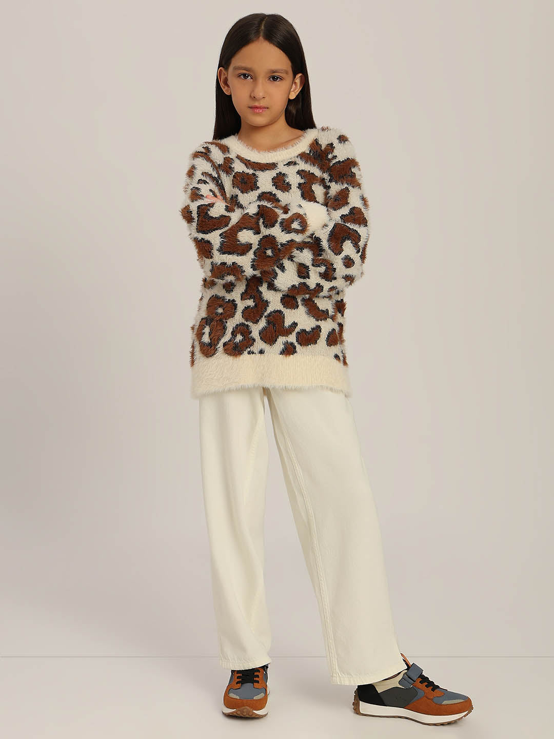 GIRLS Brown Animal Print Pullover