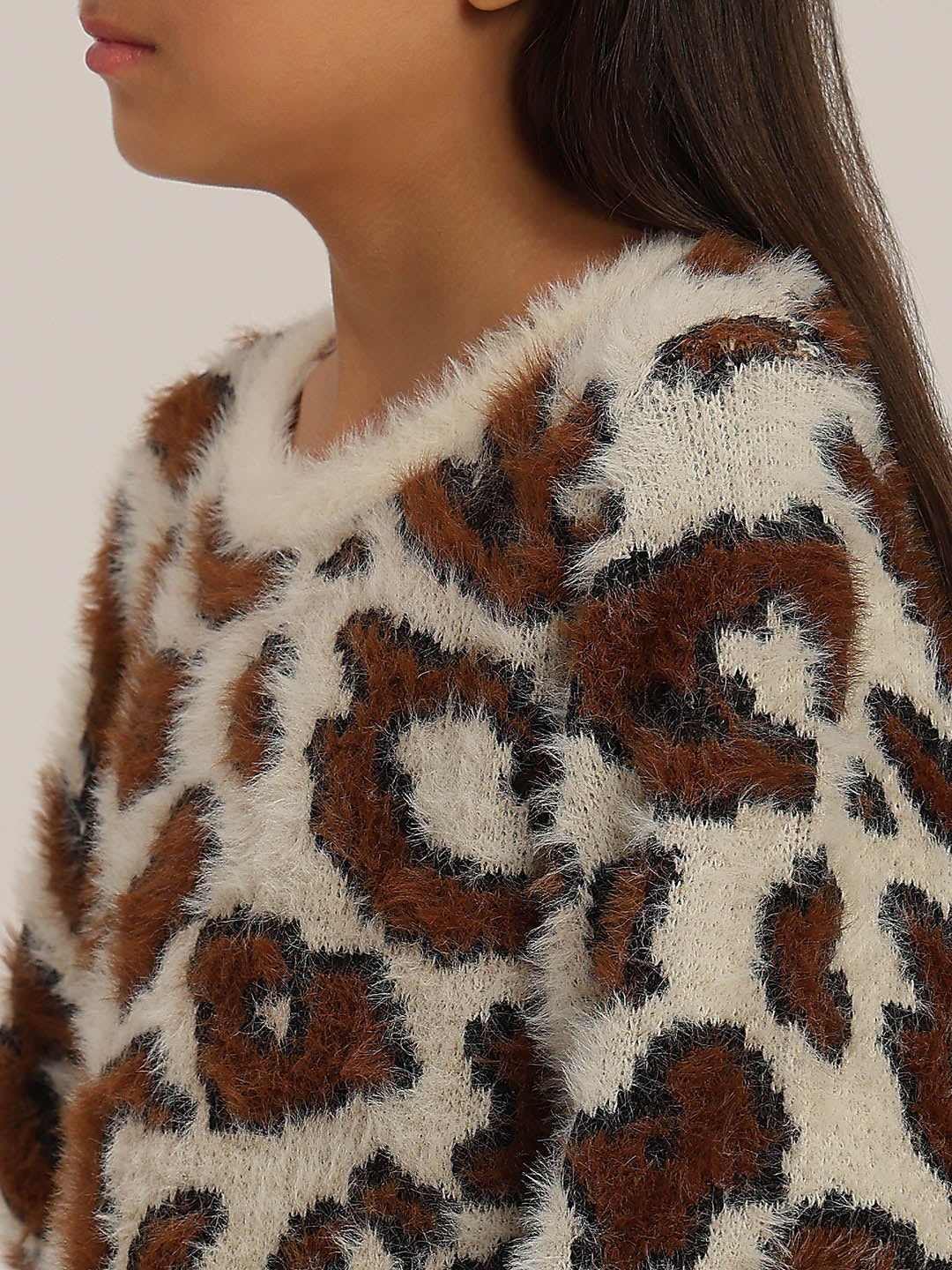 GIRLS Brown Animal Print Pullover