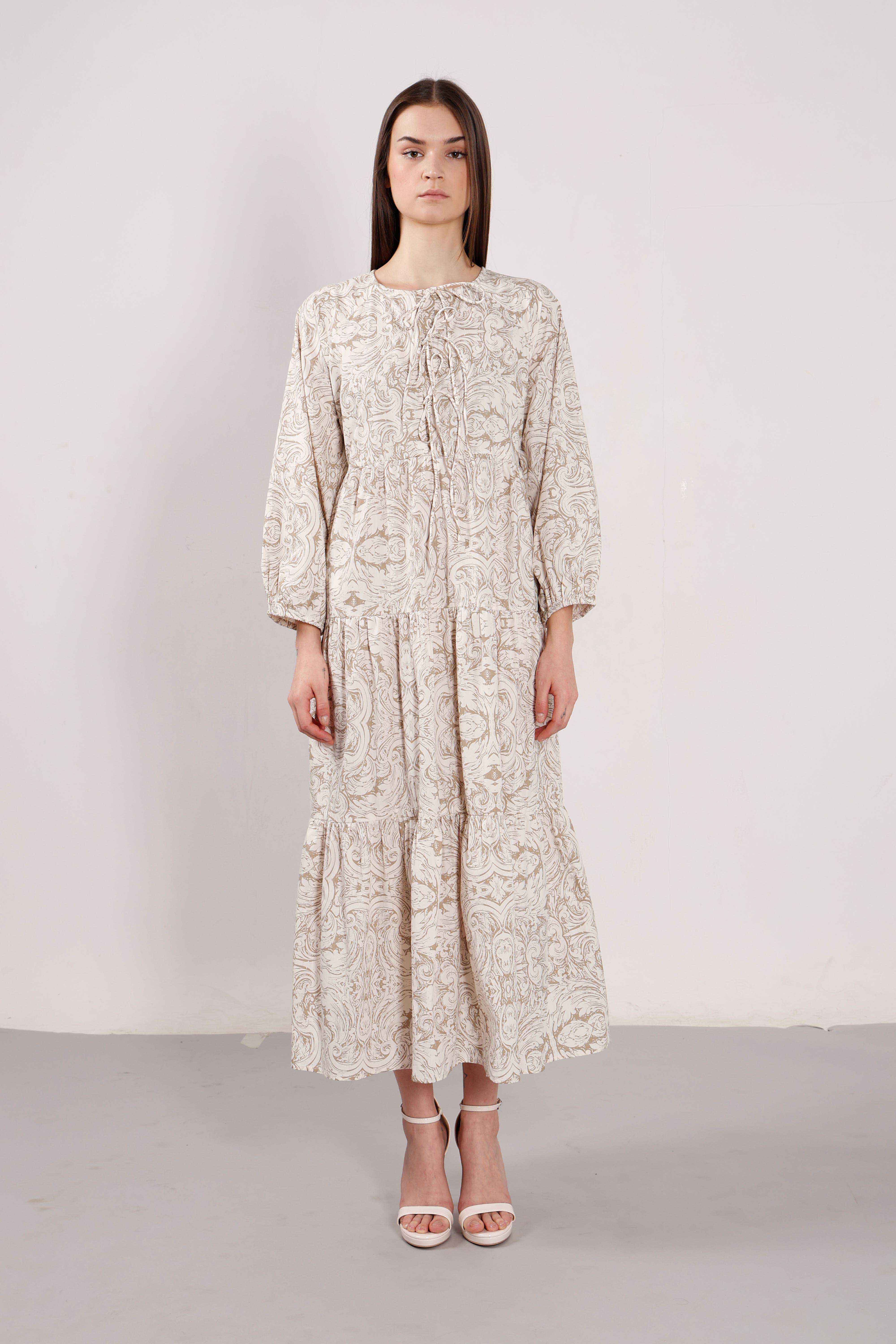Vero Moda Beige Printed Midaxi Dress