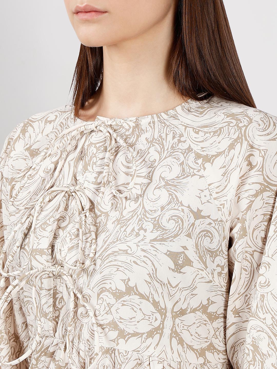 Vero Moda Beige Printed Midaxi Dress