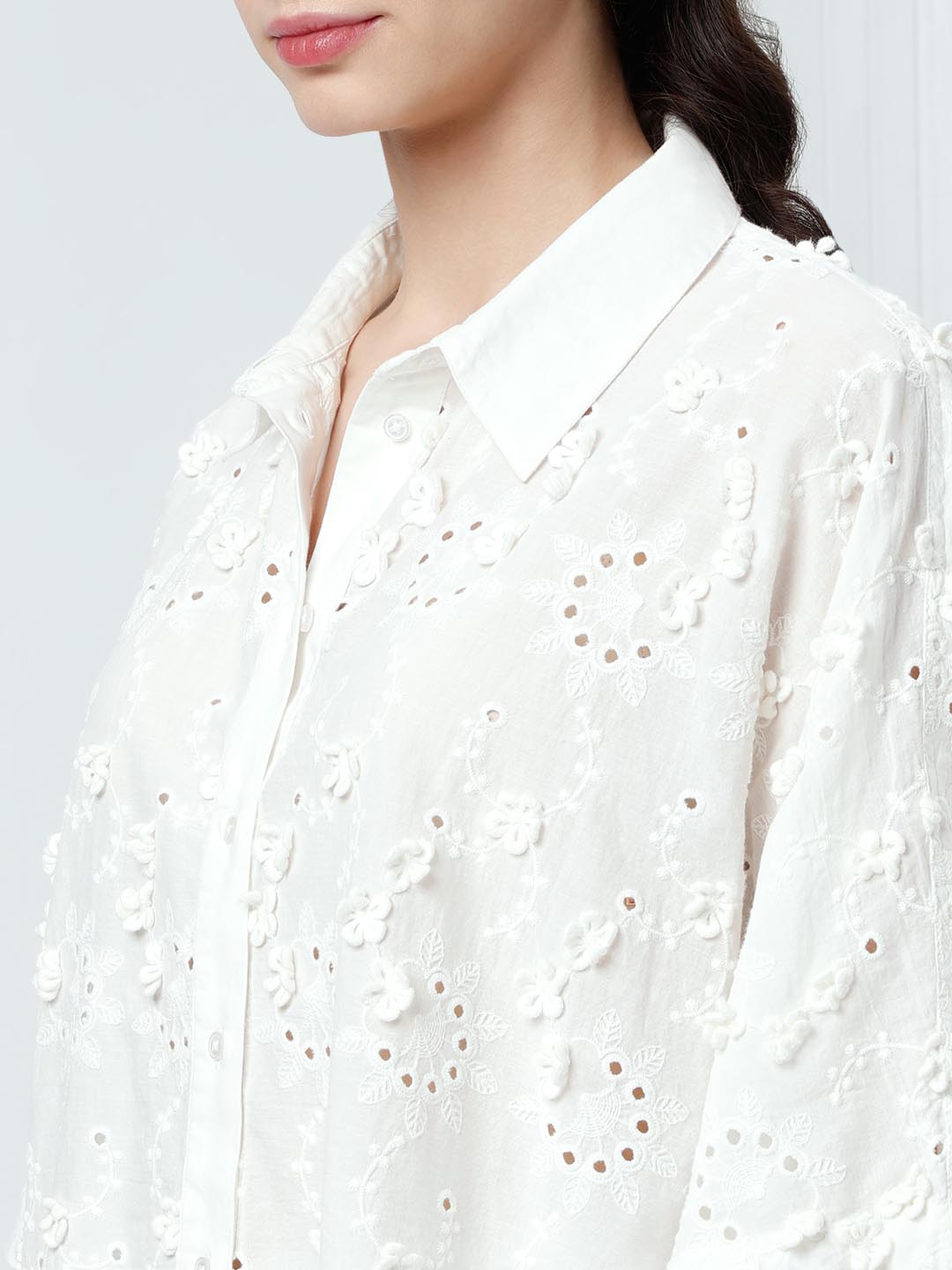 Vero Moda White Schiffli Shirt