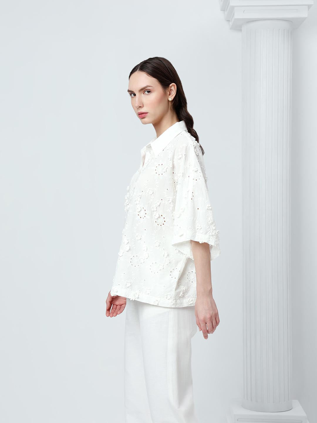 Vero Moda White Schiffli Shirt