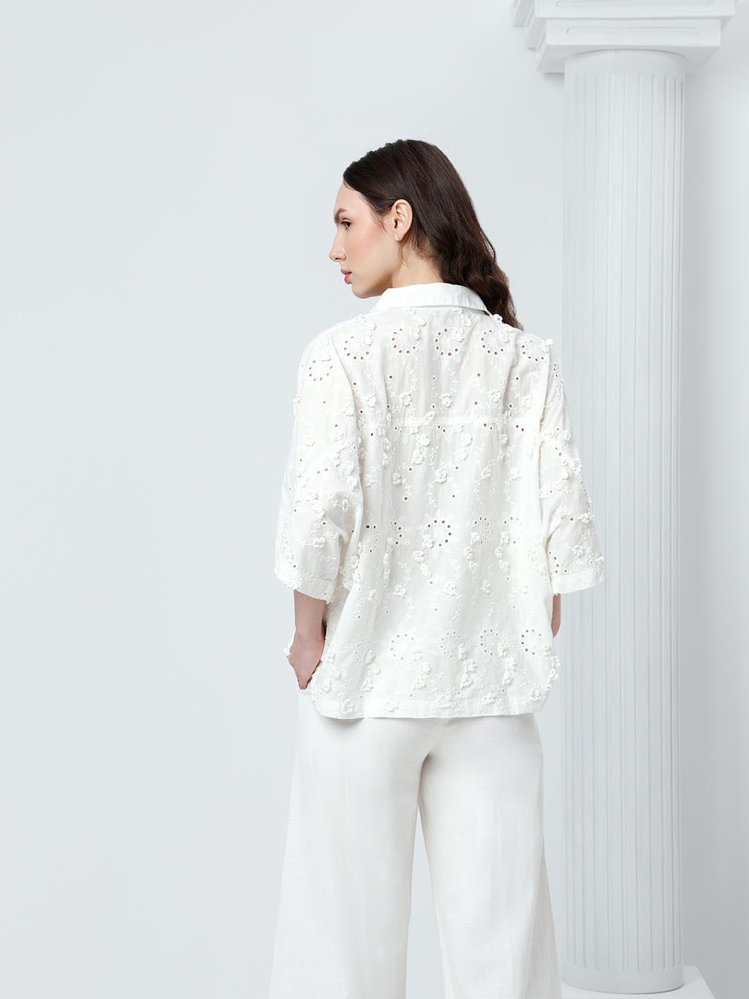 Vero Moda White Schiffli Shirt