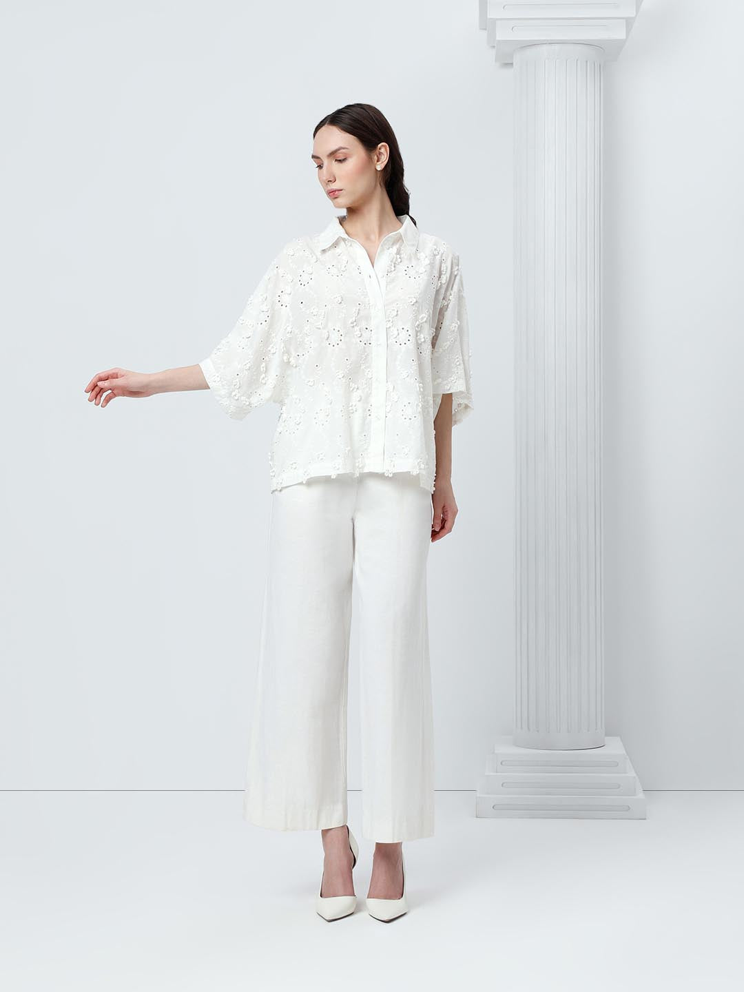 Vero Moda White Schiffli Shirt