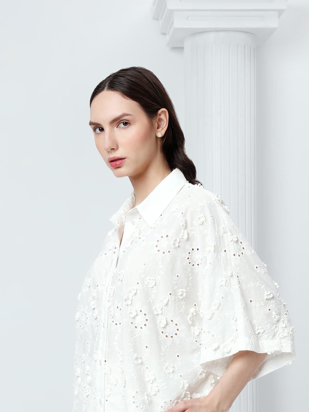 Vero Moda White Schiffli Shirt