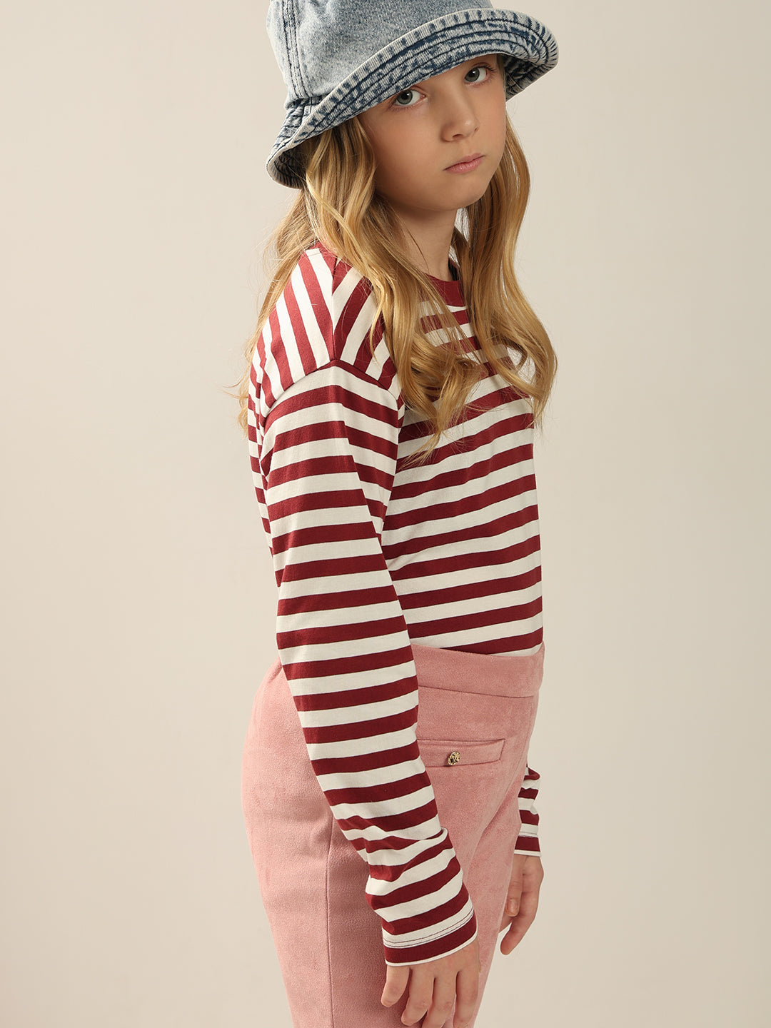 GIRLS White Striped Short Top