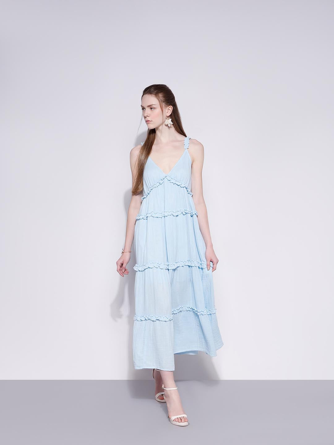 Vero Moda Blue Organic Cotton Midi Dress