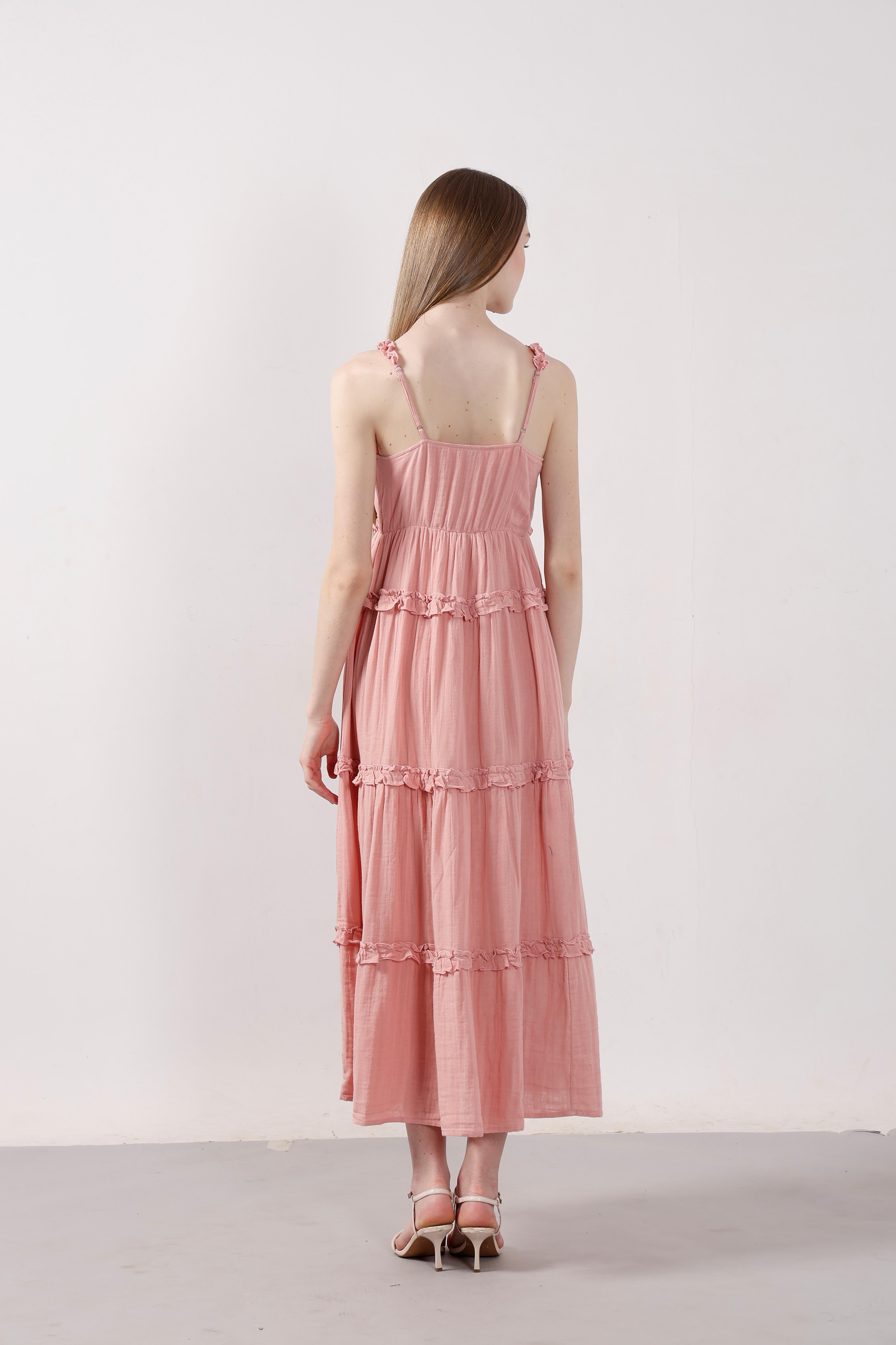 Vero Moda Pink Organic Cotton Midi Dress