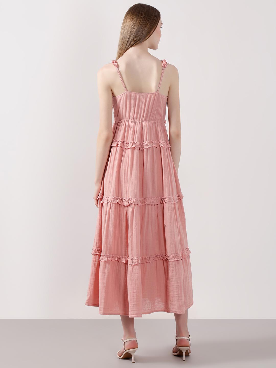 Vero Moda Pink Organic Cotton Midi Dress