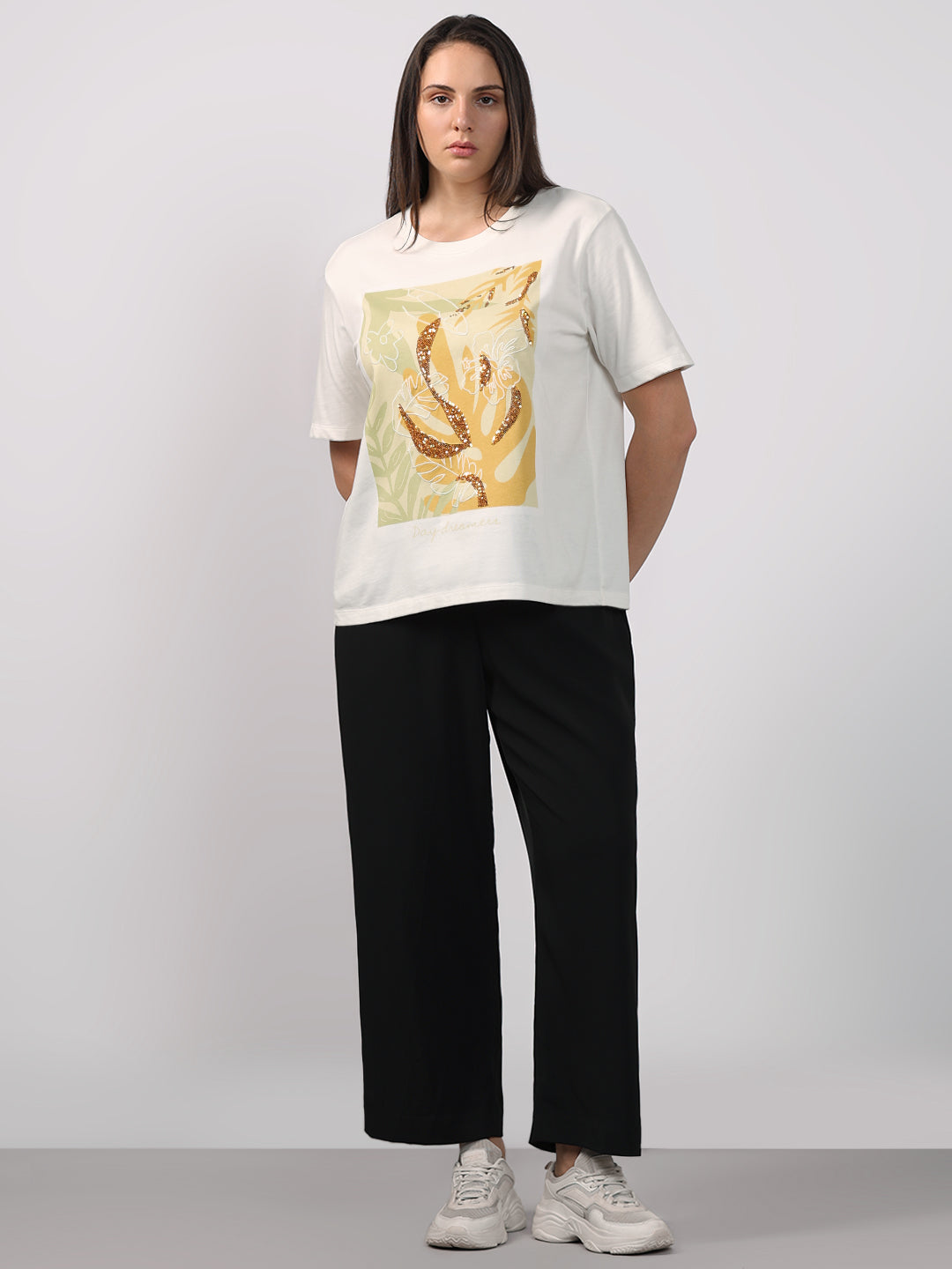 VERO MODA CURVE White Printed T-shirt