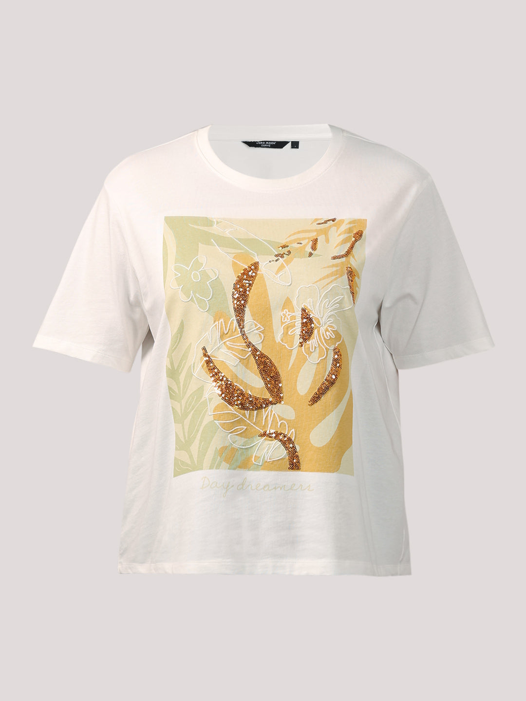 VERO MODA CURVE White Printed T-shirt