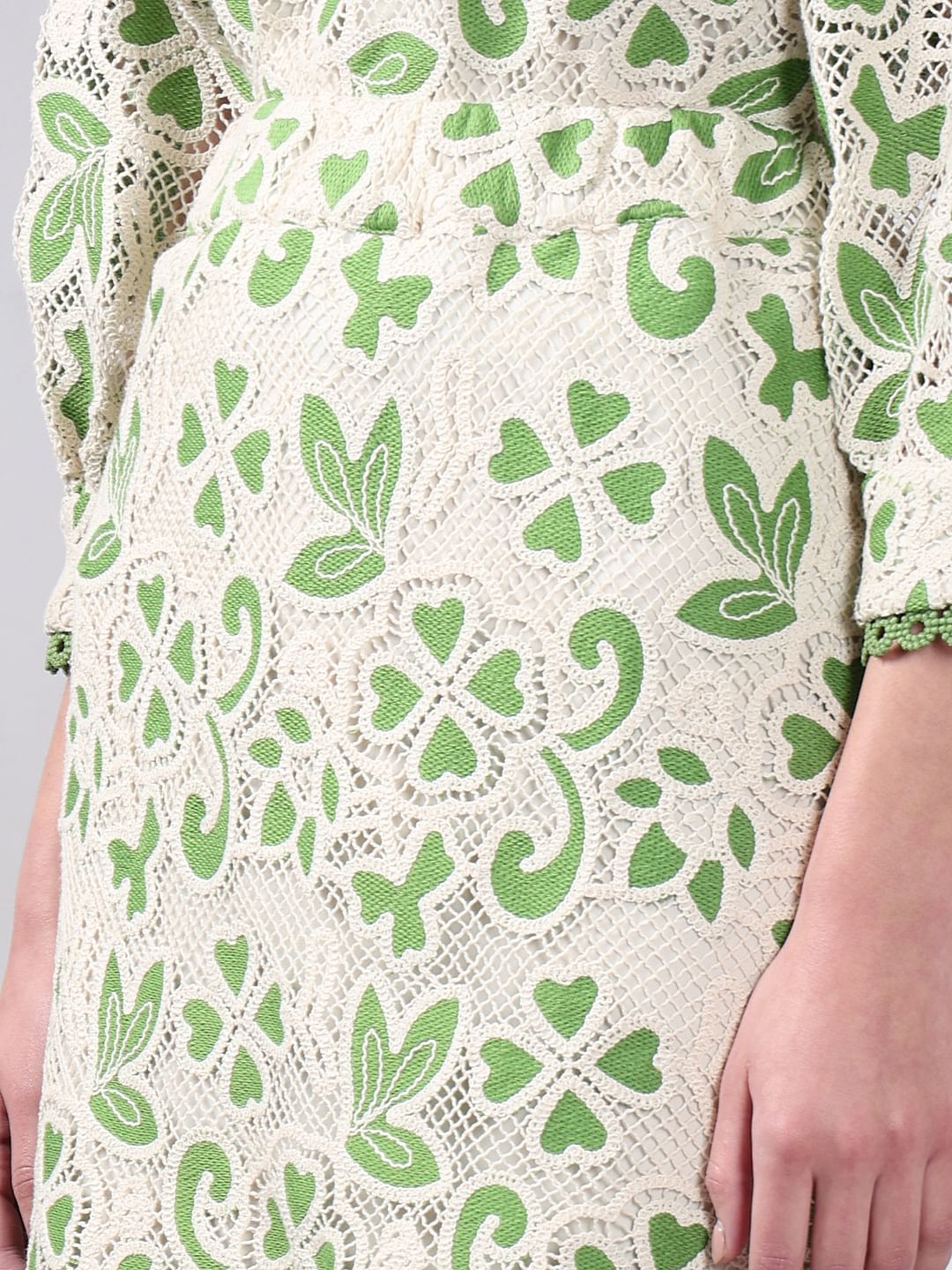 Green Embroidered Co-Ord Set Skirt