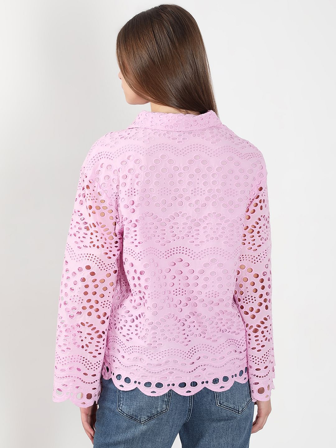 Lilac Cutwork Cotton Shirt