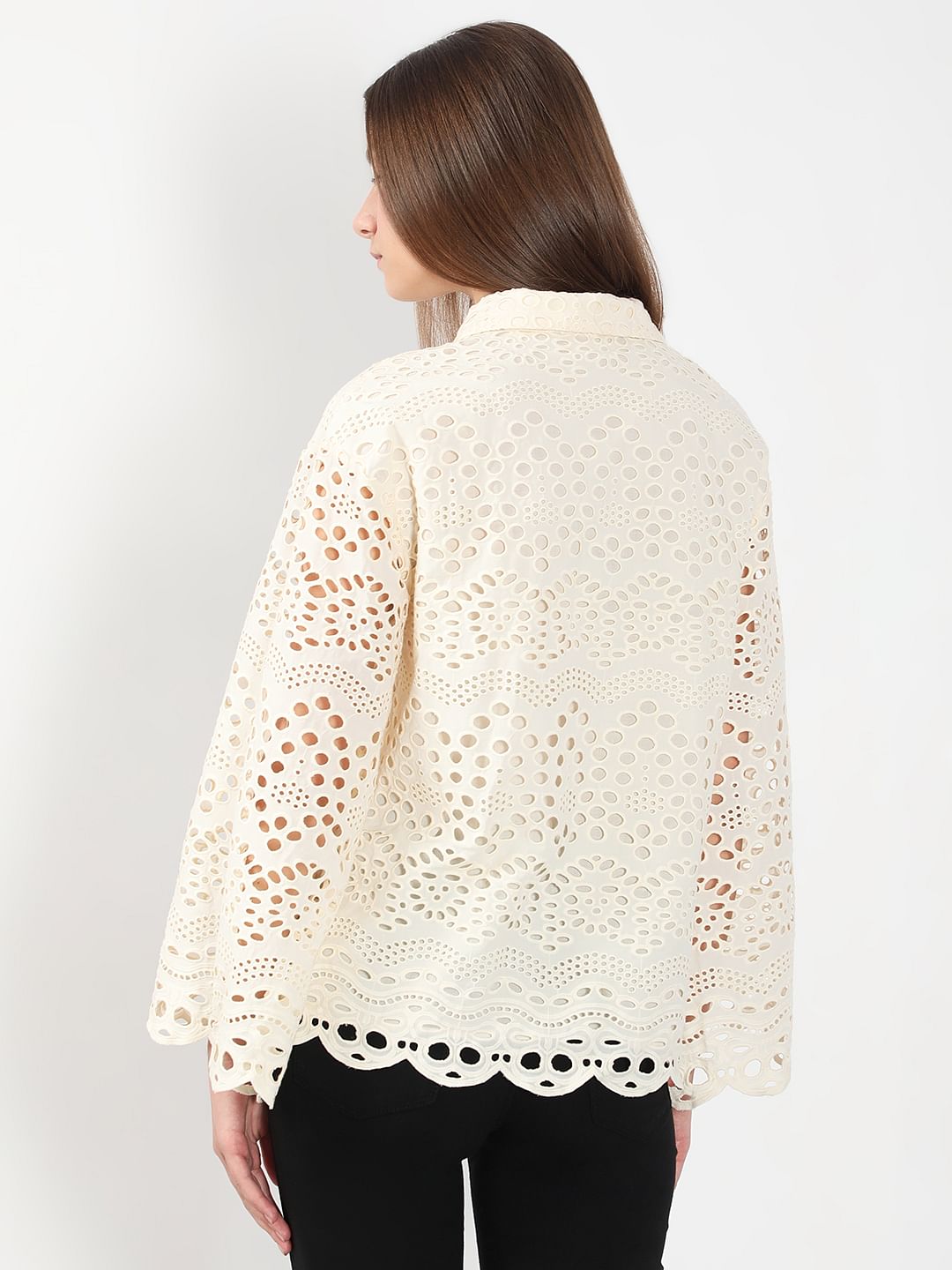 Ecru Cutwork Cotton Shirt