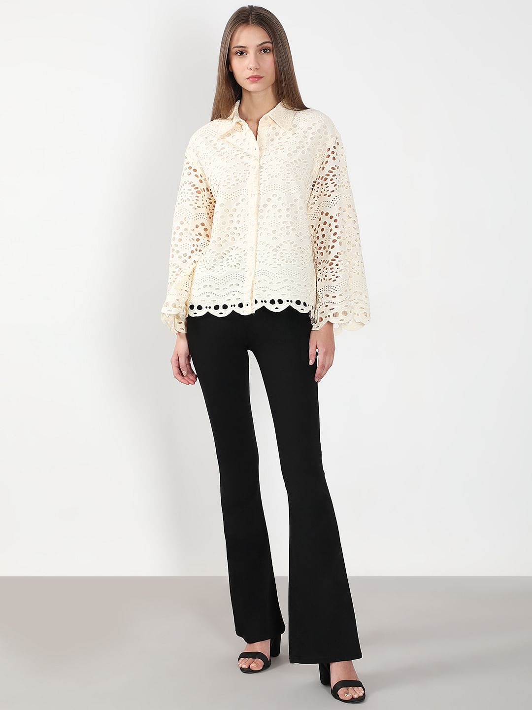 Ecru Cutwork Cotton Shirt