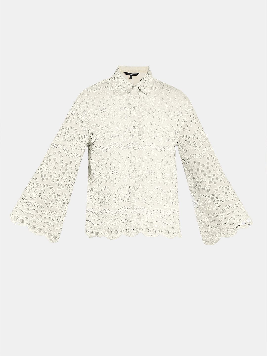 Ecru Cutwork Cotton Shirt