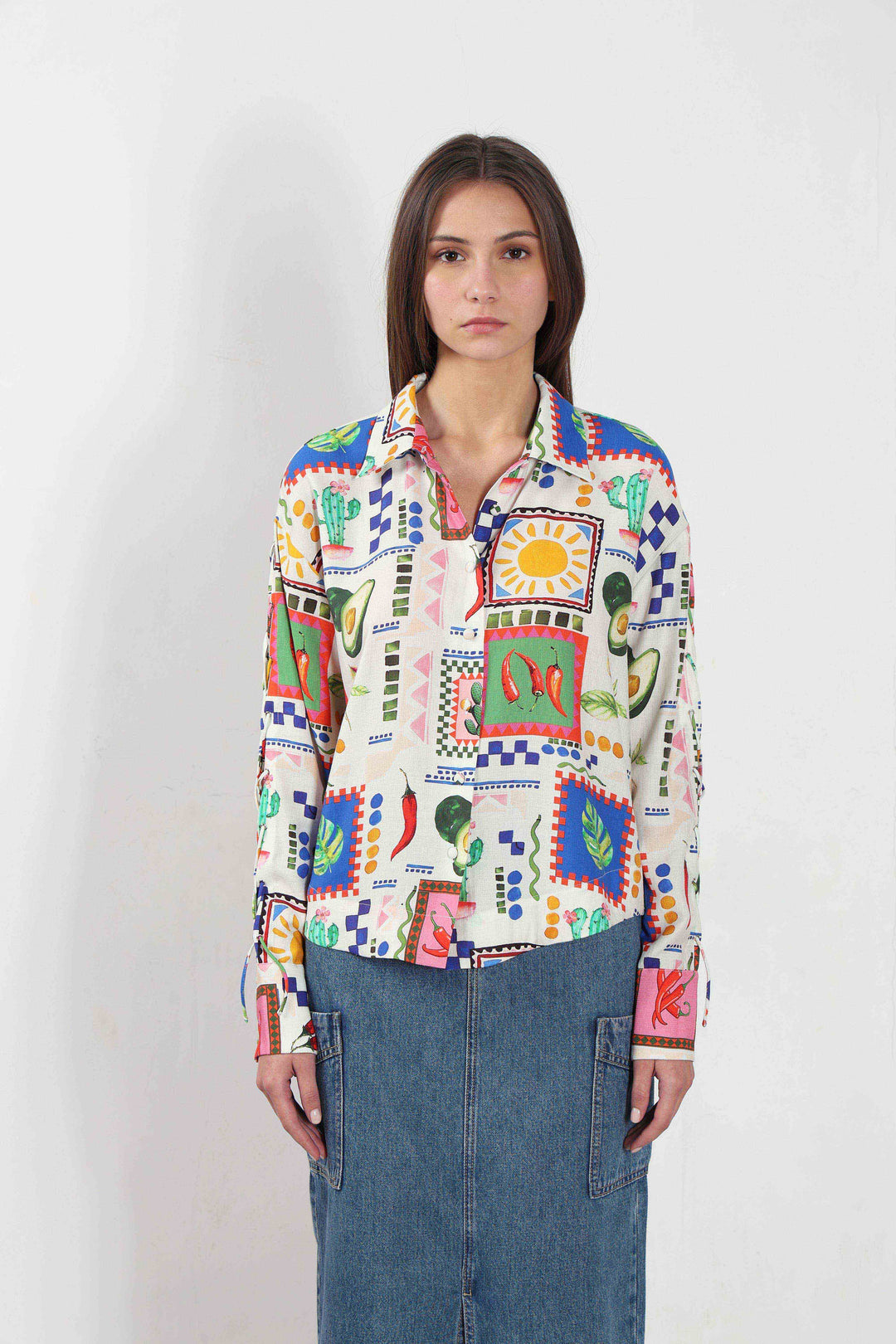 Ecru Printed Full Sleeves Shirt