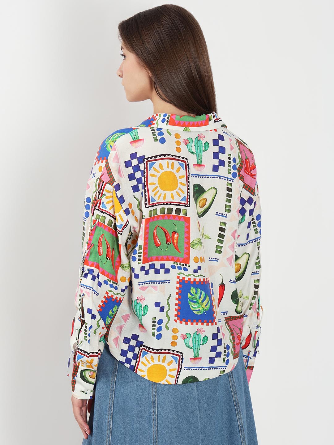 Ecru Printed Full Sleeves Shirt