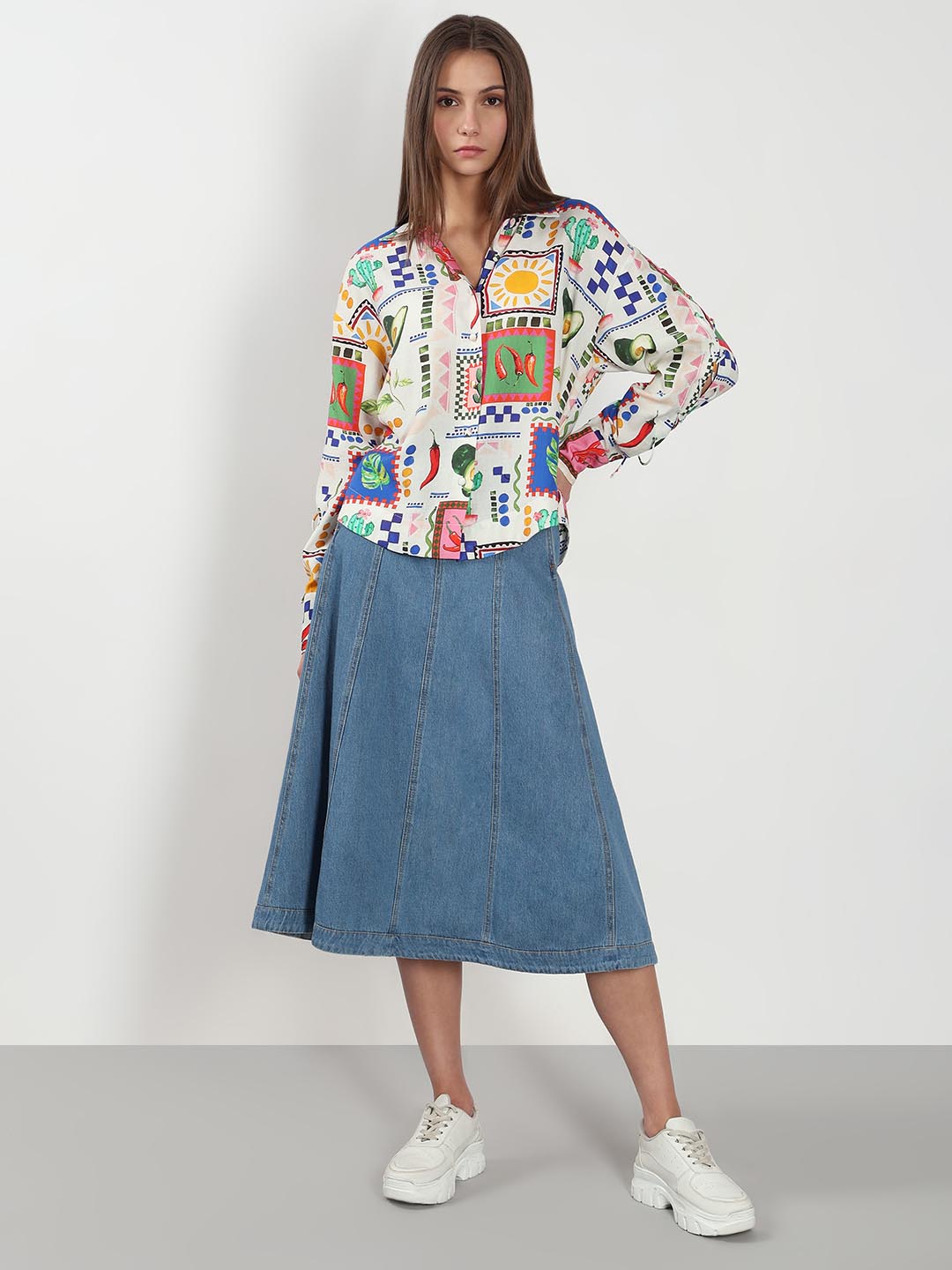 Ecru Printed Full Sleeves Shirt