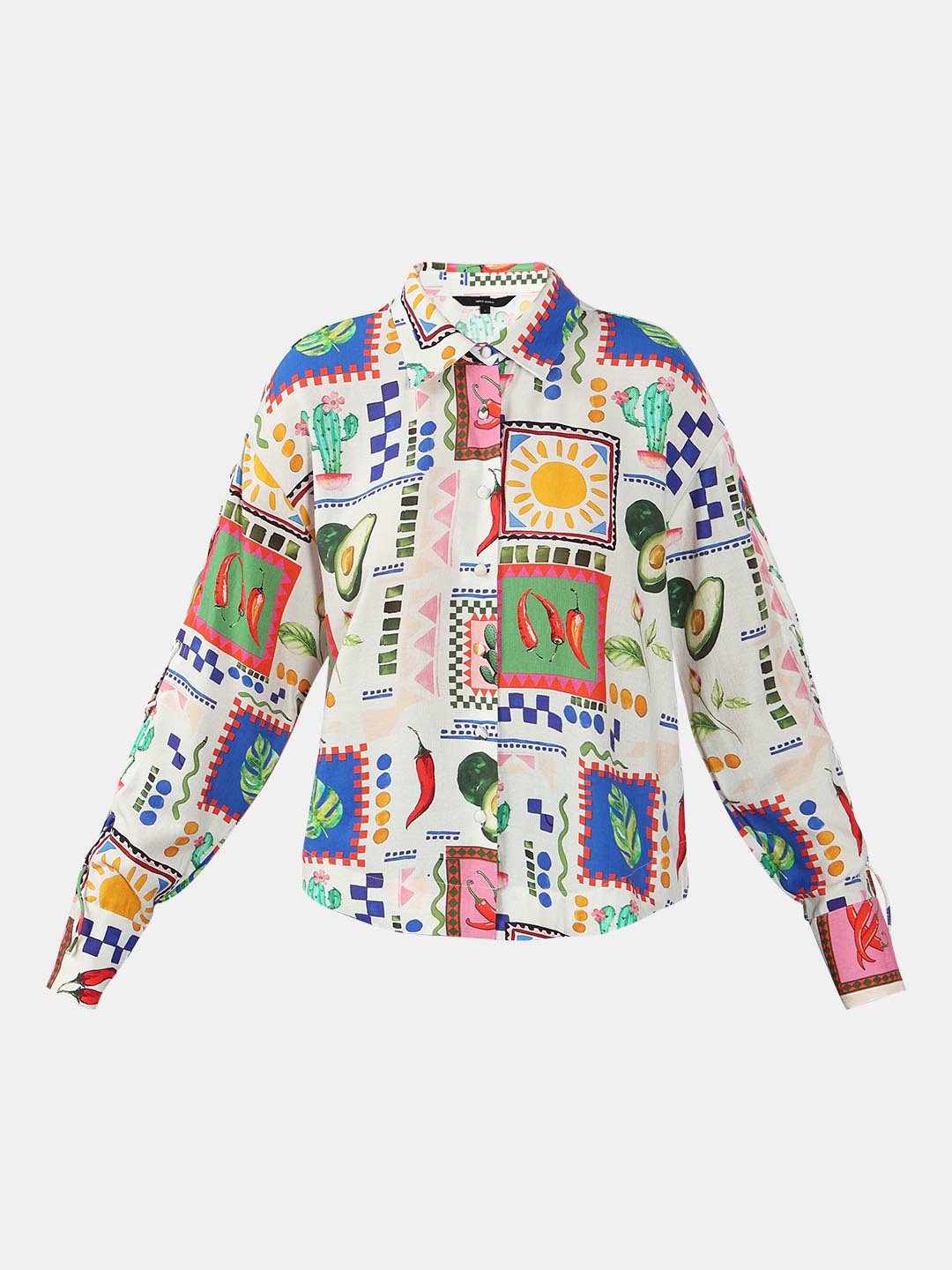Ecru Printed Full Sleeves Shirt