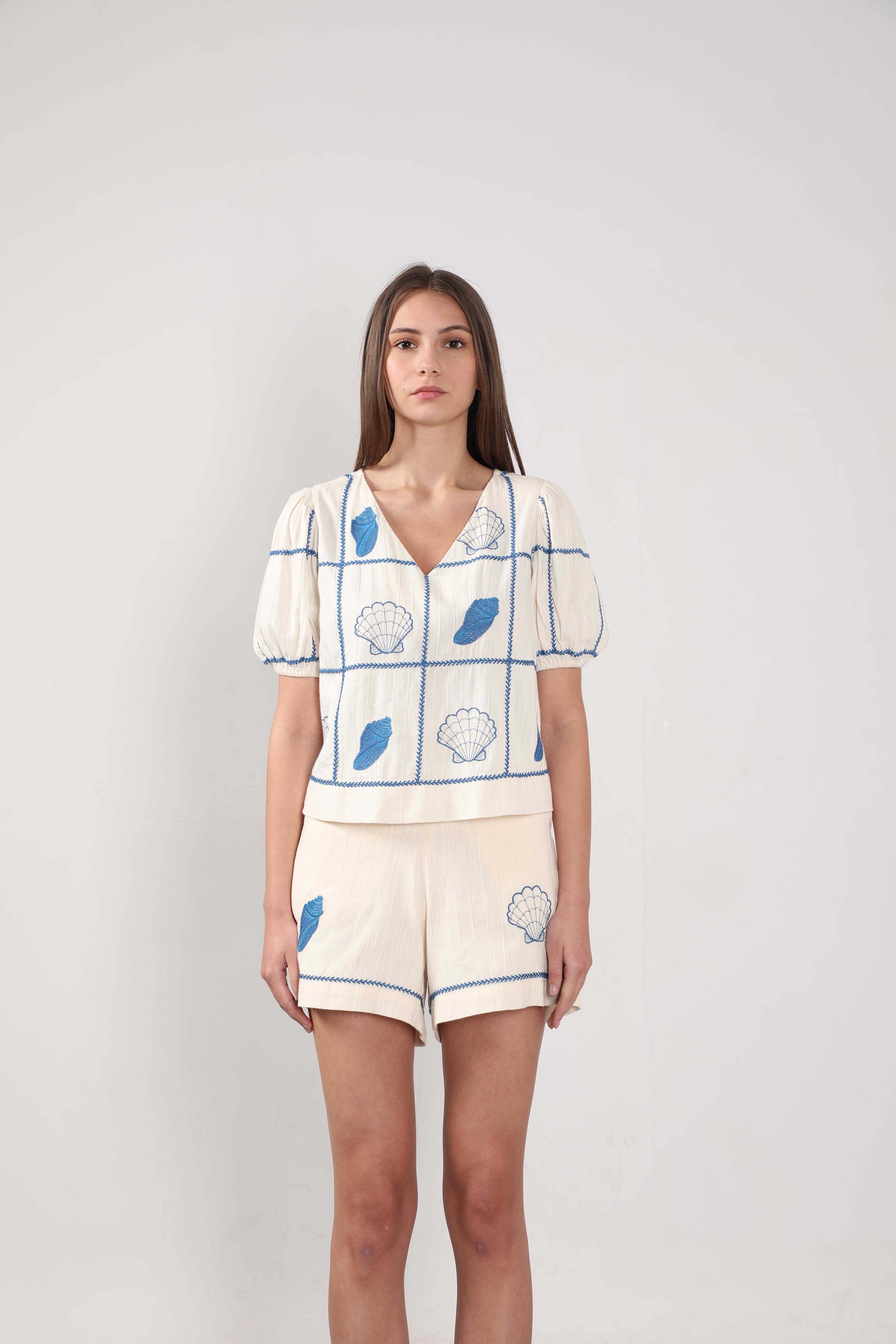 Vero Moda Ecru Embroidered Co-Ord Set Top