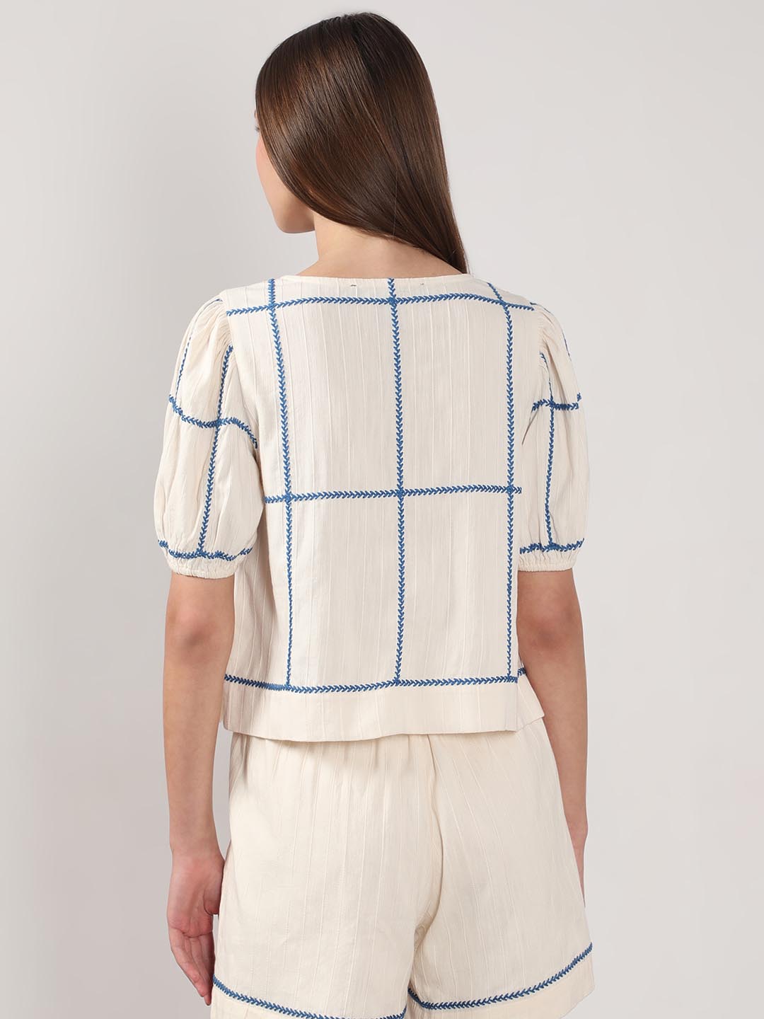 Vero Moda Ecru Embroidered Co-Ord Set Top