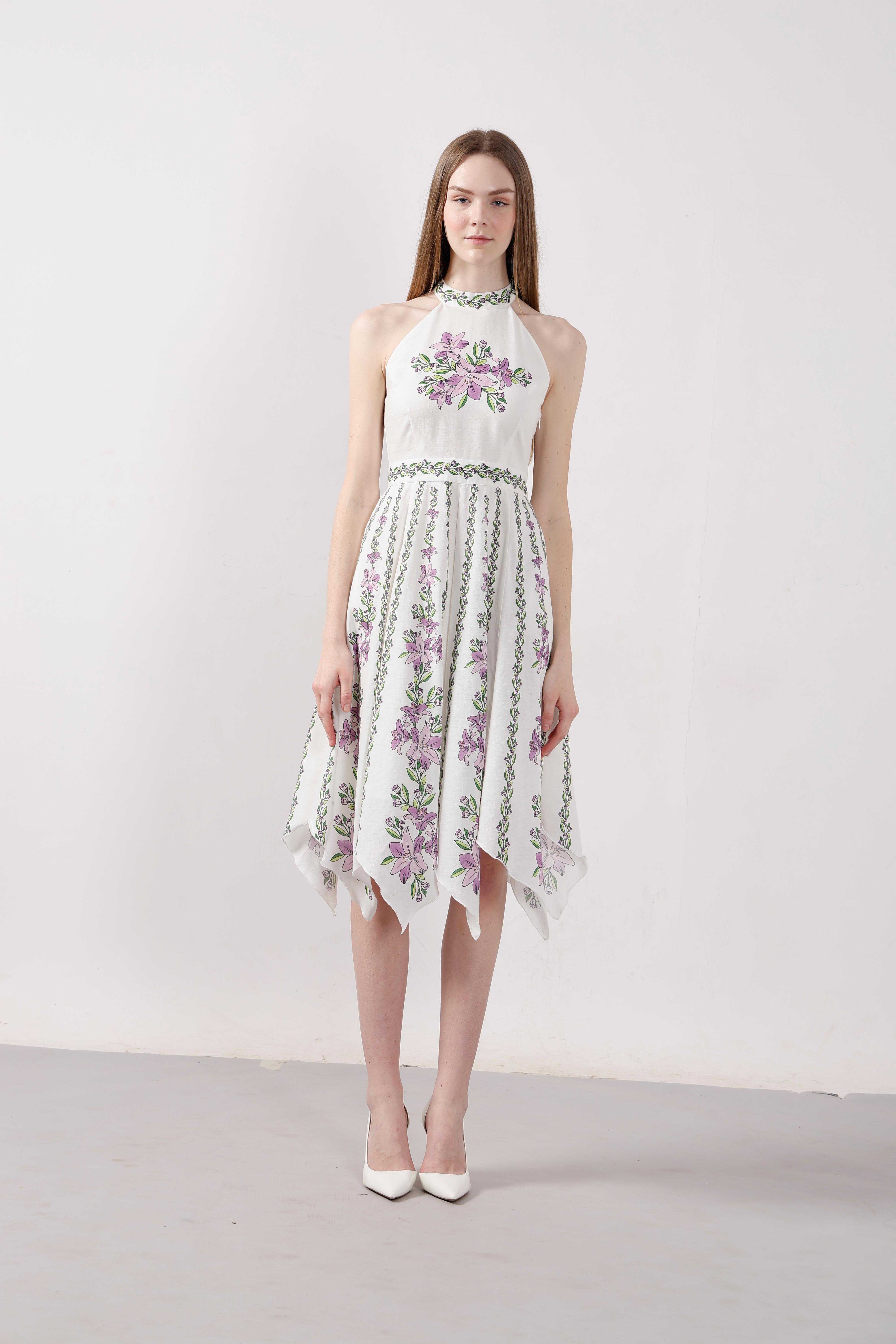 Vero Moda White Printed Asymmetric Dress