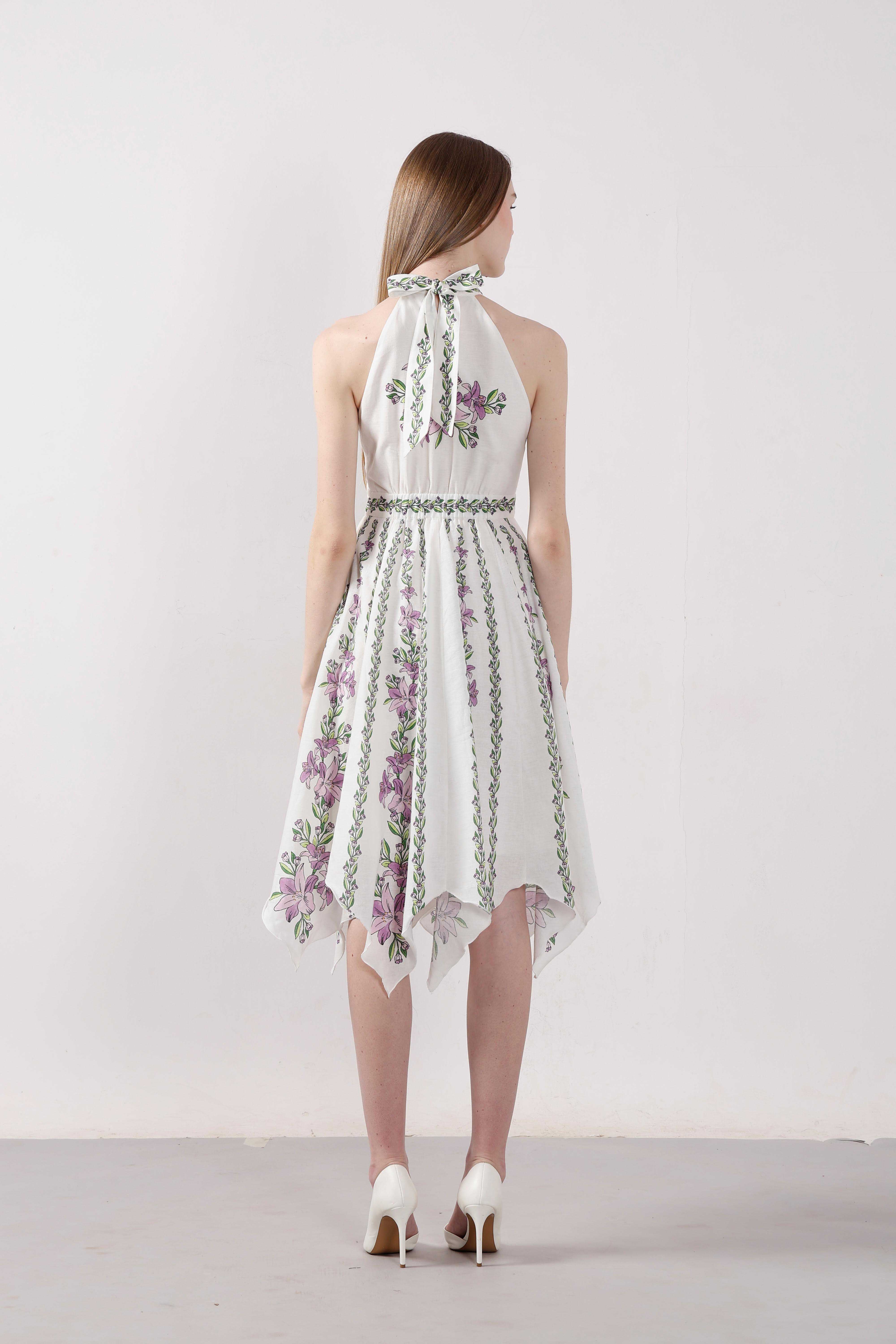 Vero Moda White Printed Asymmetric Dress