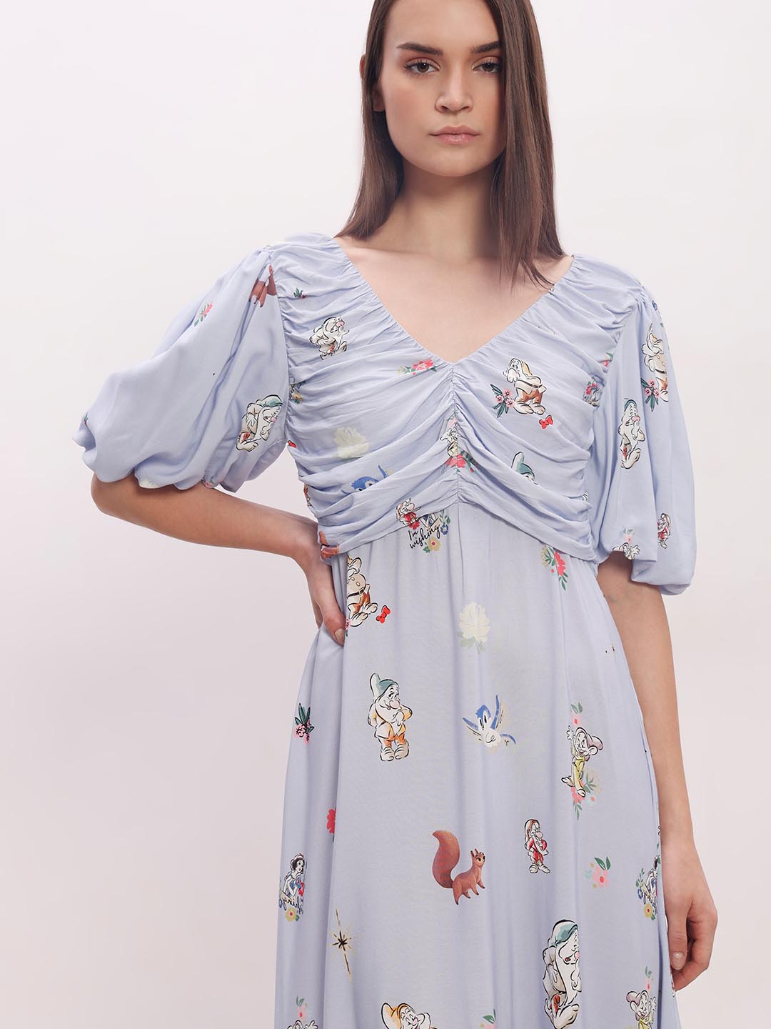 Vero Moda Blue Printed Midi Dress