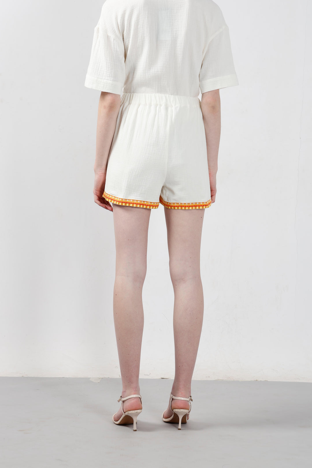 Vero Moda White Embroidered Print Shorts