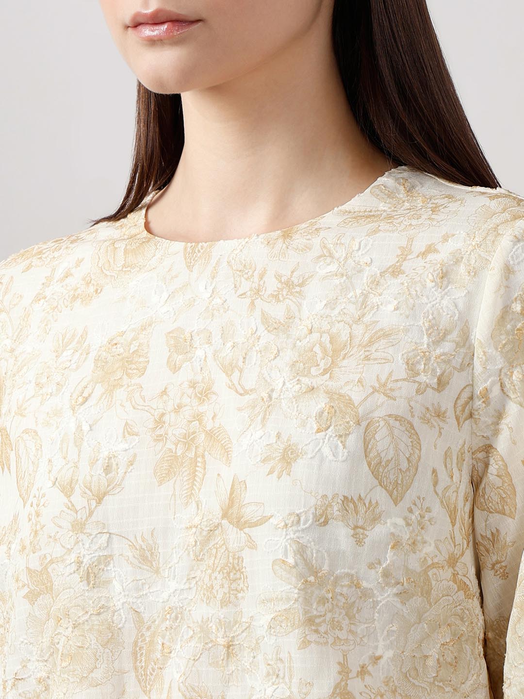 Vero Moda Ecru Jacquard Printed Top