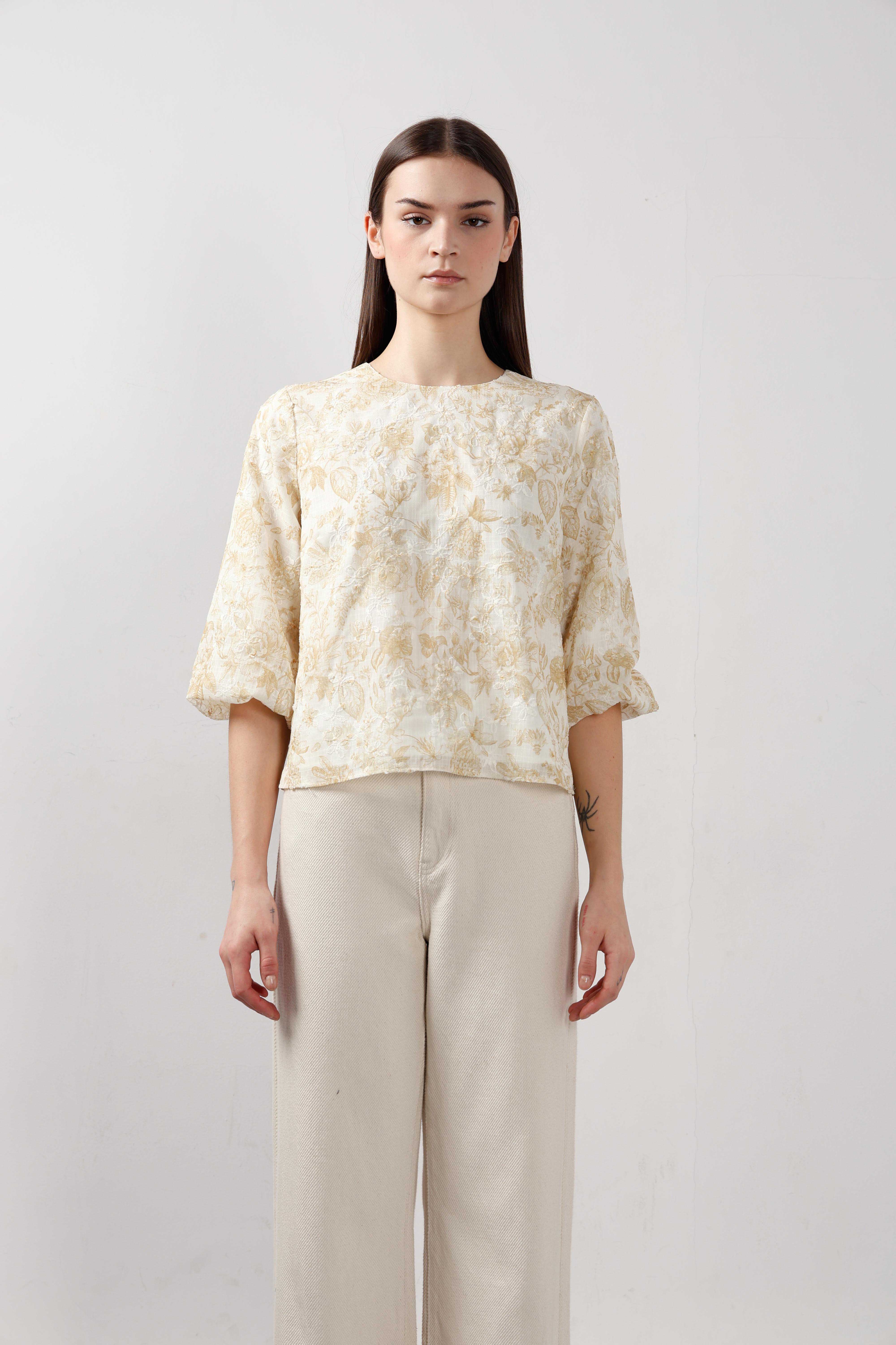 Vero Moda Ecru Jacquard Printed Top