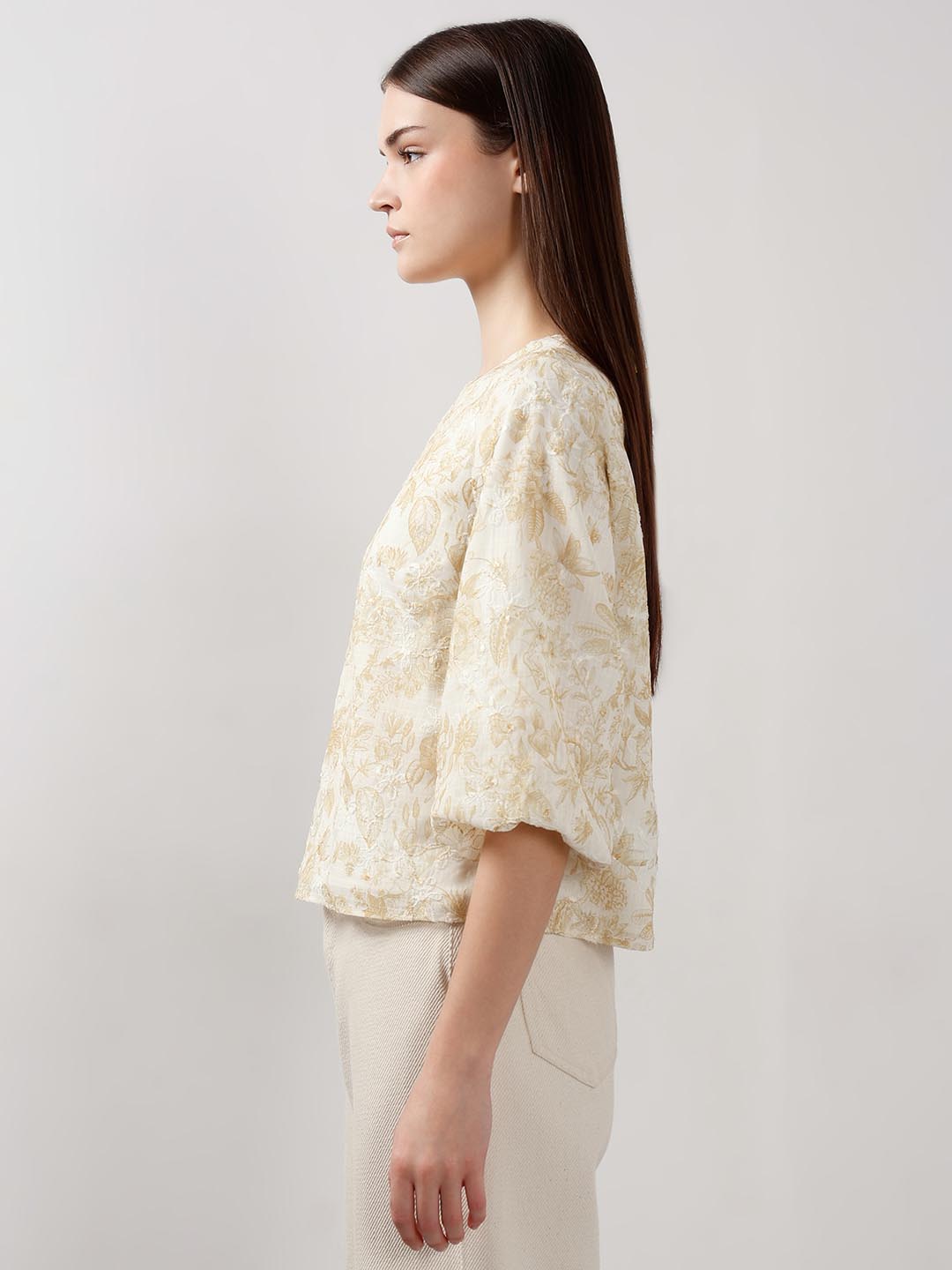 Vero Moda Ecru Jacquard Printed Top