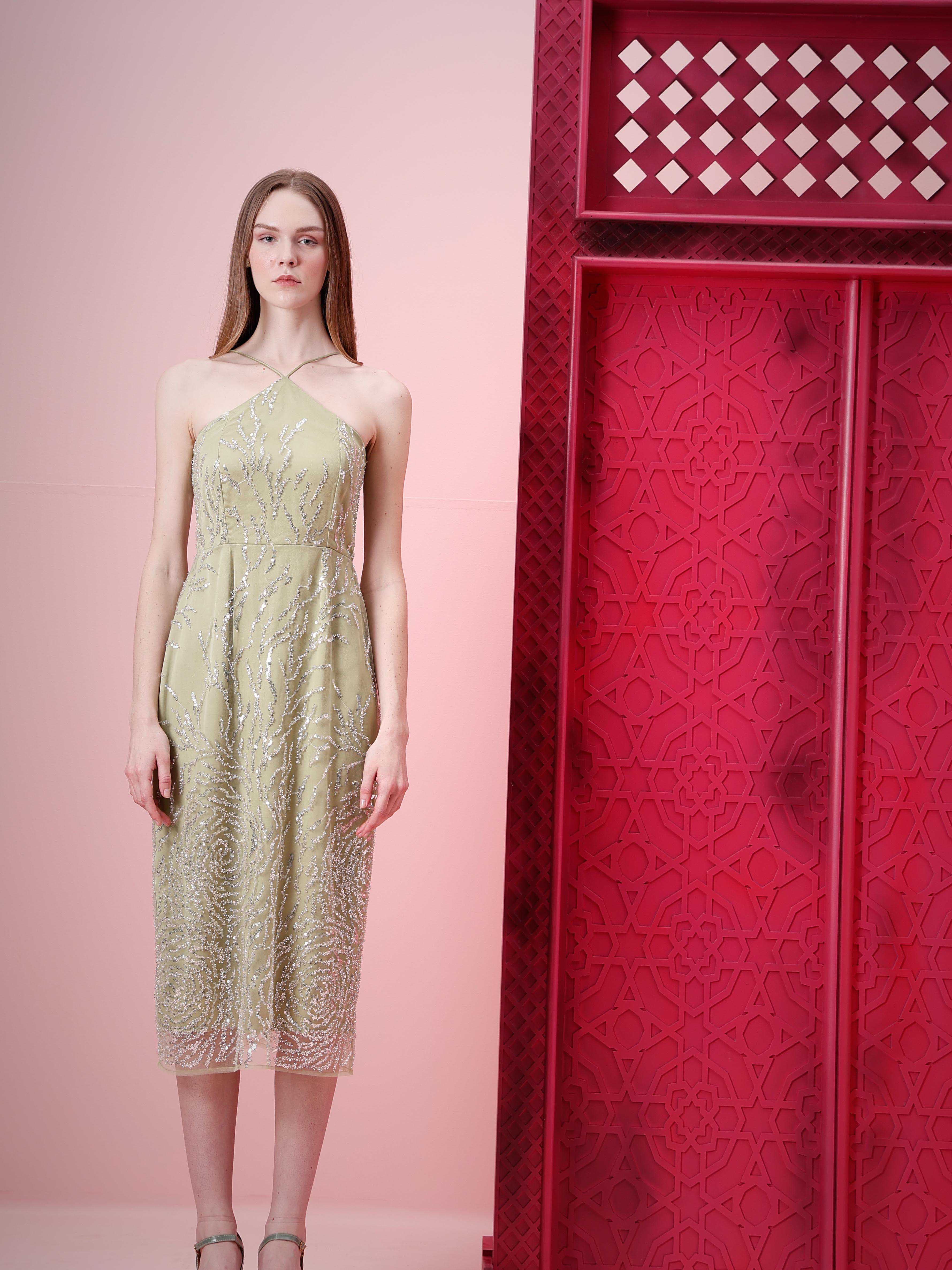 Vero Moda Marquee Sage Green Strappy Midi Dress