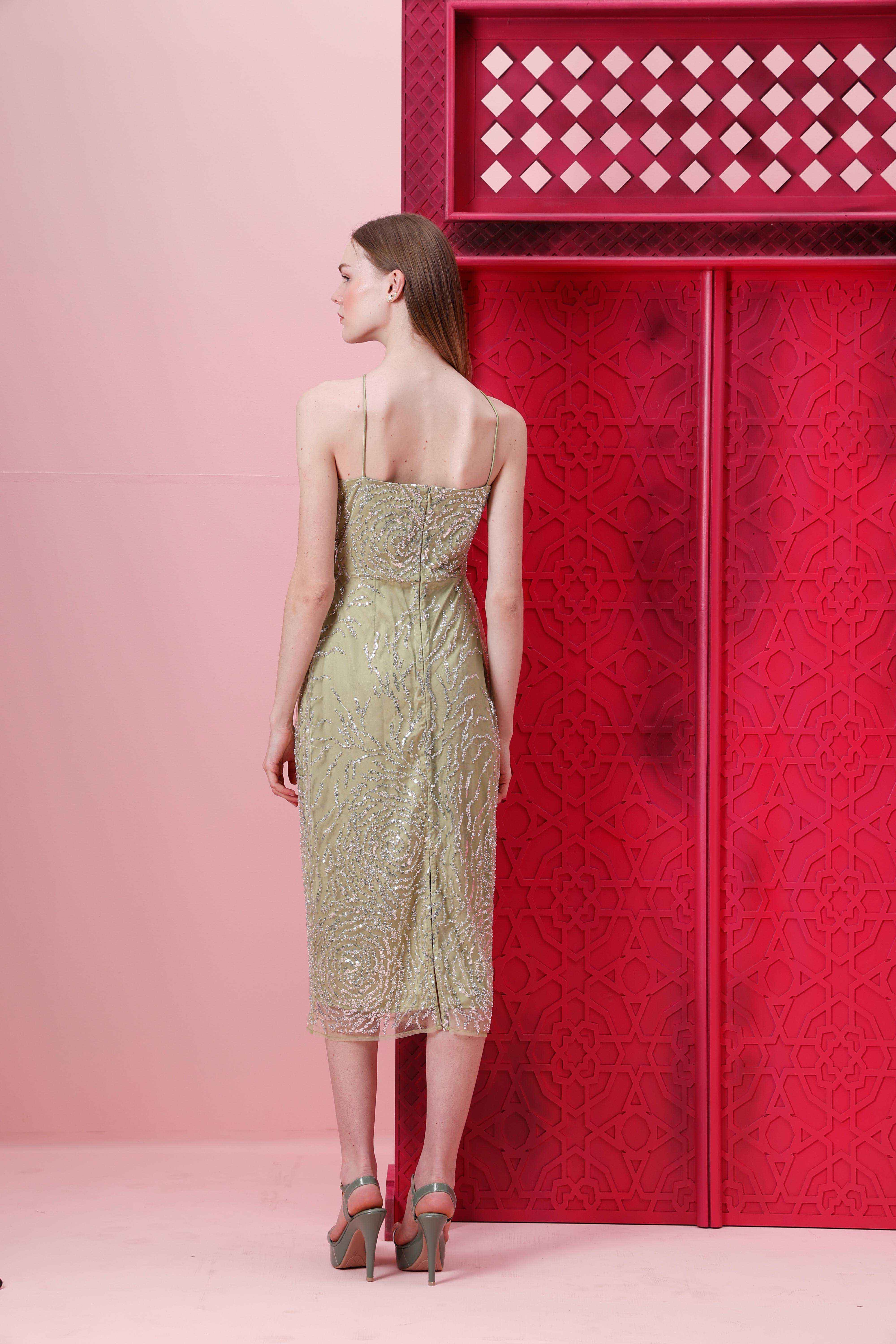 Vero Moda Marquee Sage Green Strappy Midi Dress