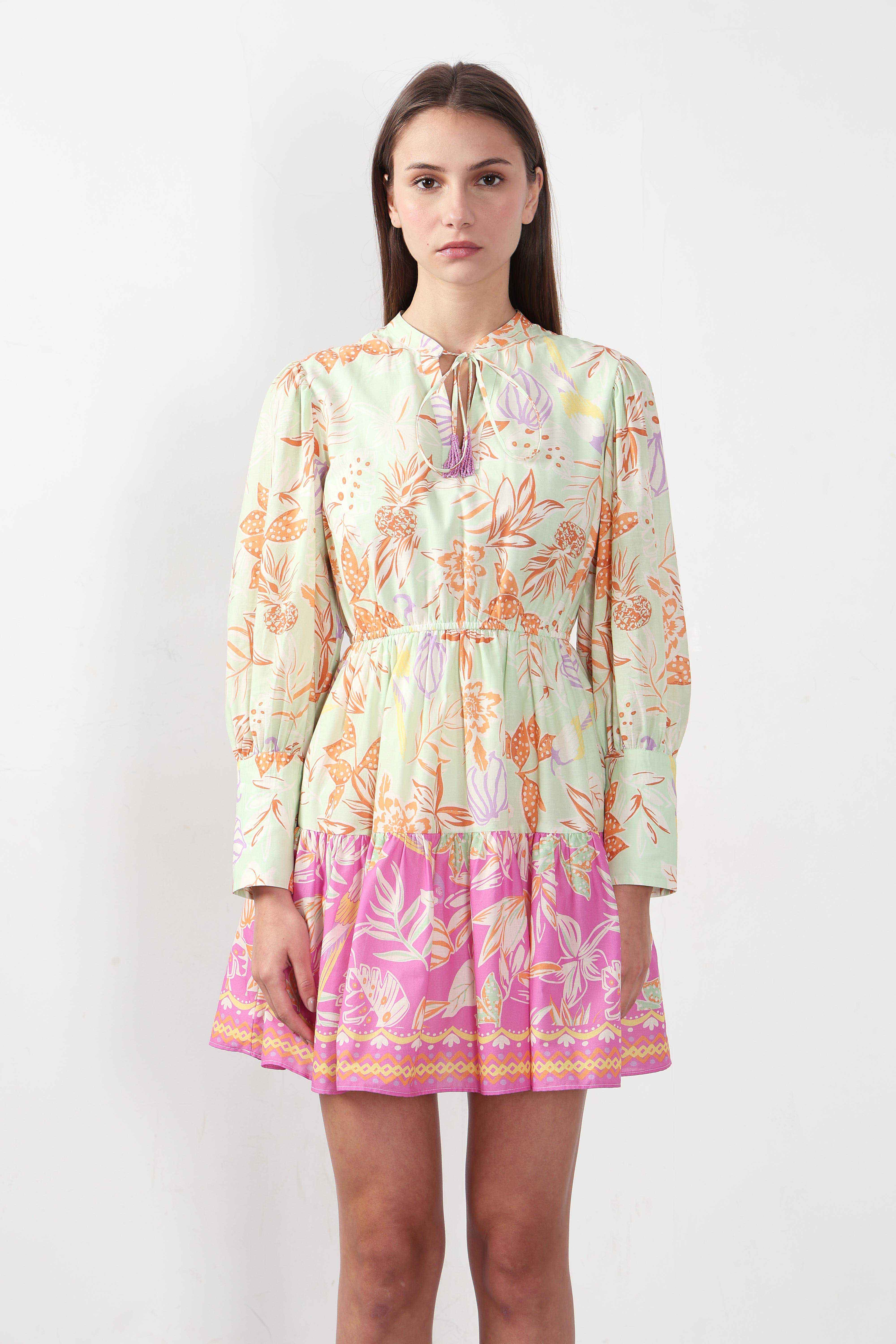 Vero Moda Green Floral Fit & Flare Dress