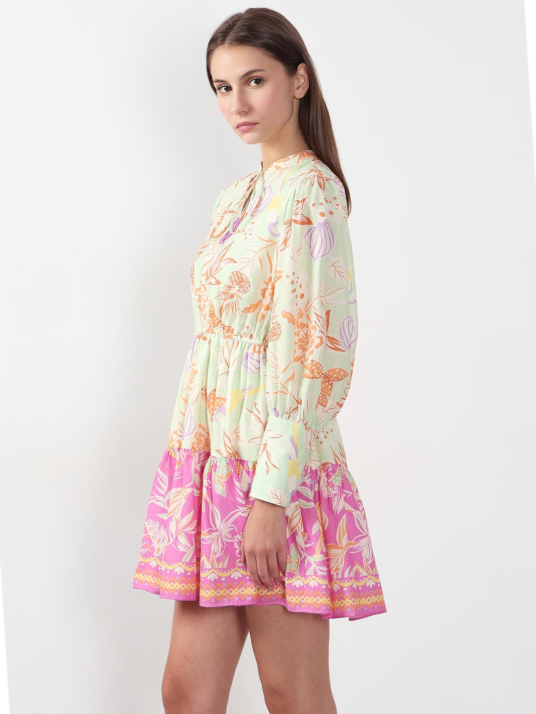 Vero Moda Green Floral Fit & Flare Dress